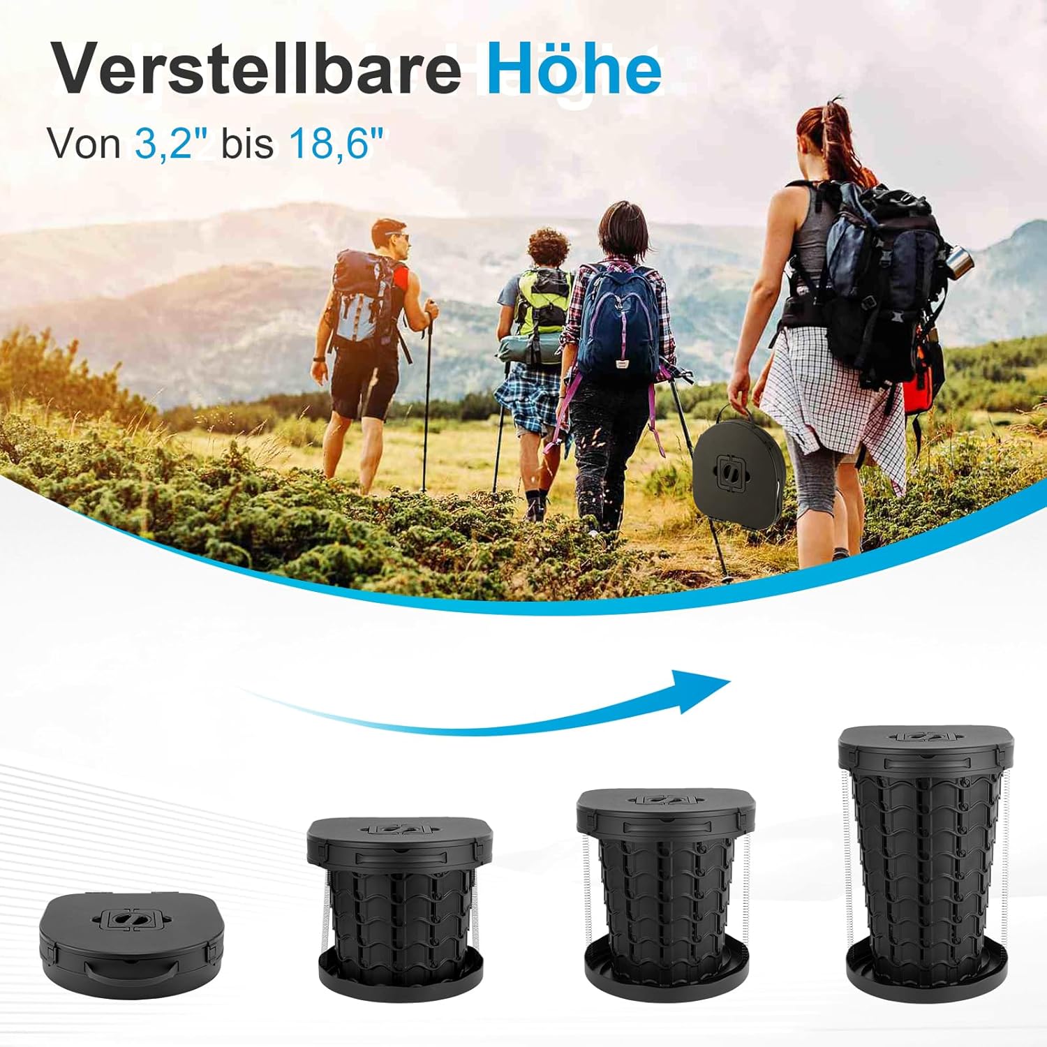Detalle de imodomio Campingtoilette Faltbar Camping Toiletten – Tragbare faltbare WC-Lösung mit Deckel und Beuteln