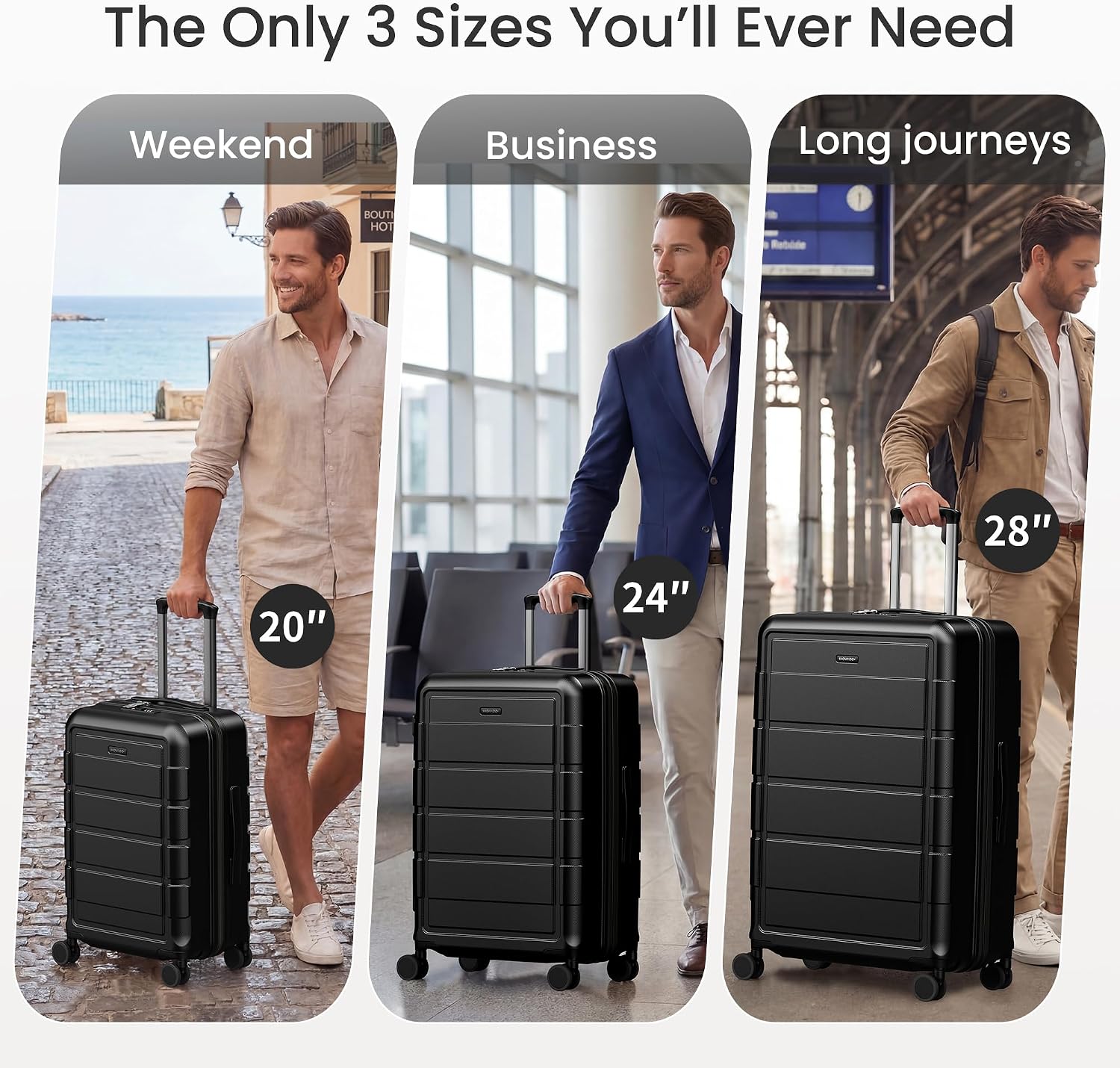 Thumbnail 5 de SHOWKOO PRO G-Series 3-Piece Luggage Set — 100% Polycarbonate, Expandable (20in, 24in, 28in), TSA Lock, Double Wheels