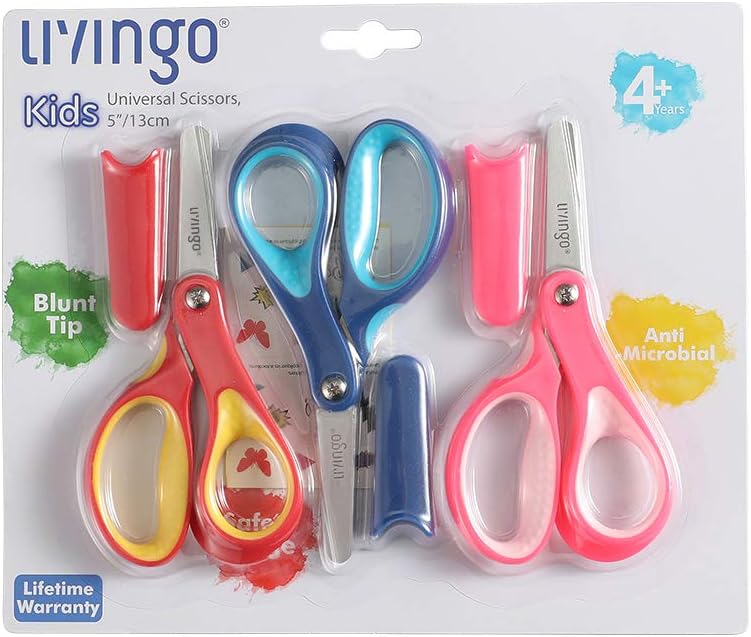 Thumbnail 3 de LIVINGO Kids Scissors 3 Pack, 5" Blunt Safety School Craft