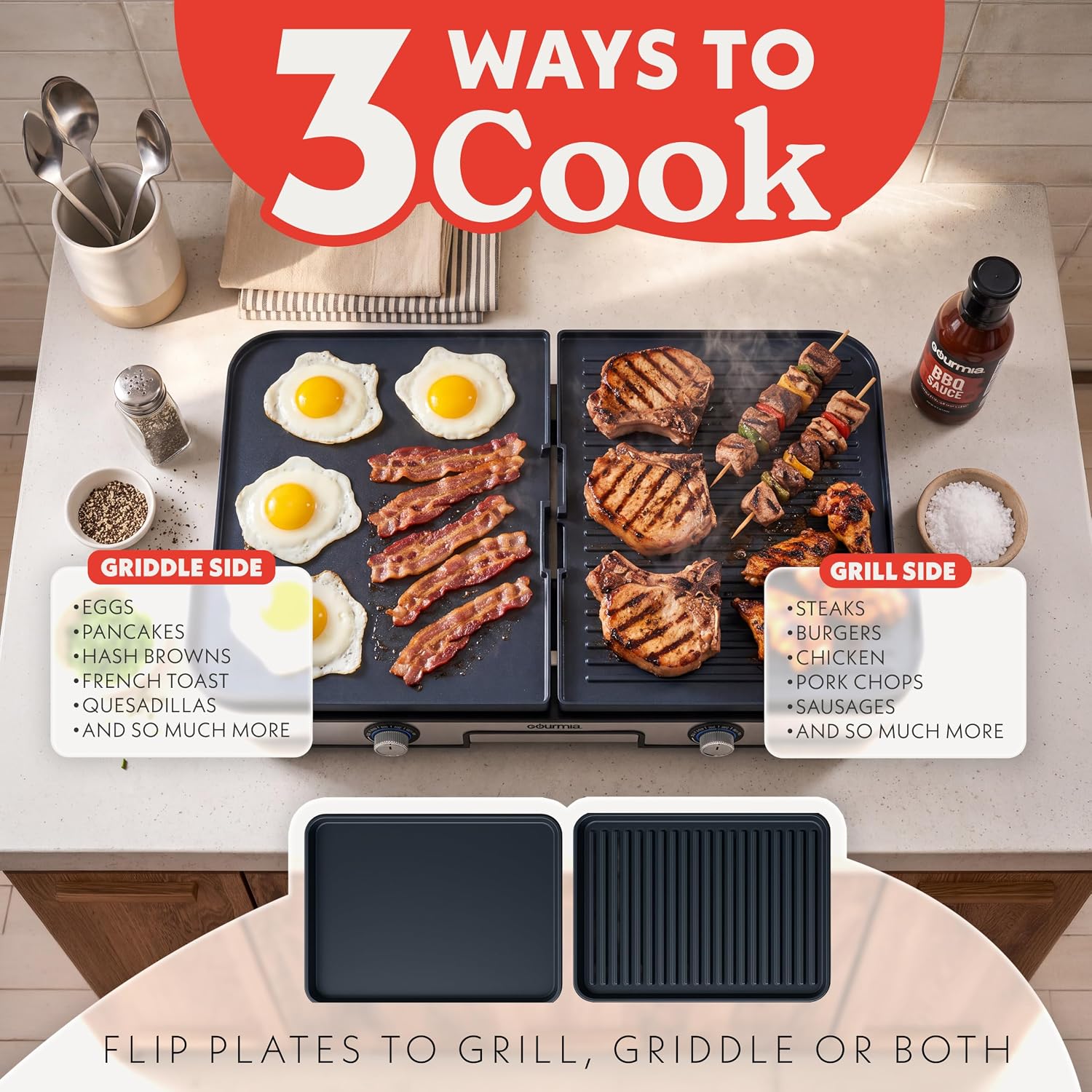 Detalle 2 de Gourmia 3-in-1 Indoor Grill 28x11.5 in