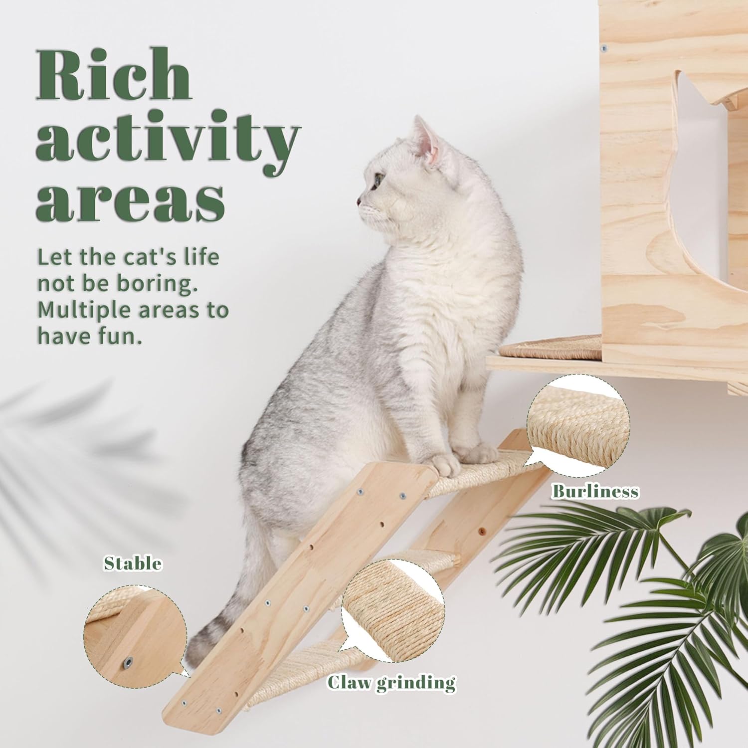 Thumbnail 3 de Set mensole da parete MIUZMORE per gatti con casa, tiragraffi in sisal e gradini in legno massello