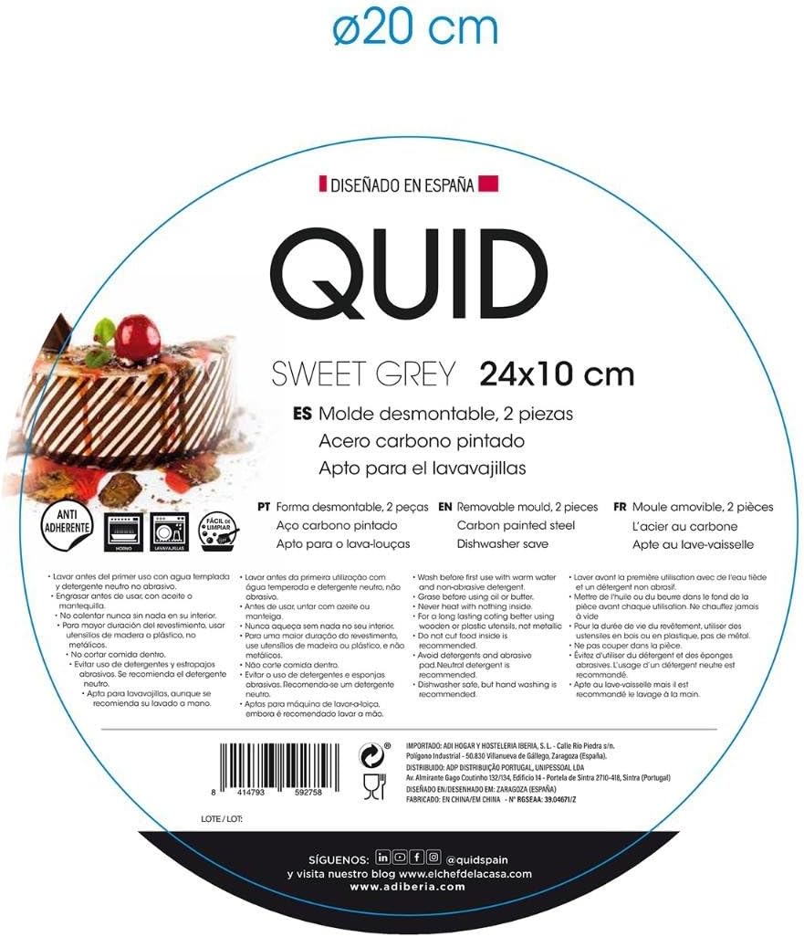 Detalle 2 de Quid Sweet Grey Molde Desmontable 24x10cm, Antiadherente