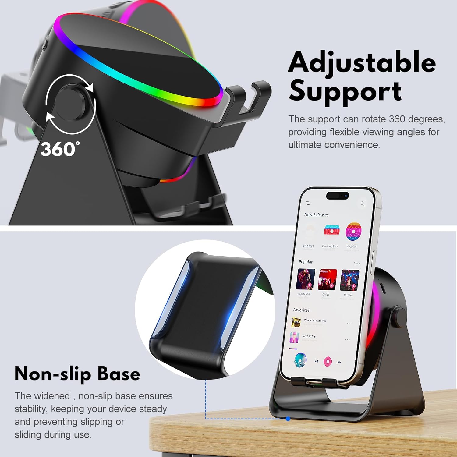 Thumbnail 4 de Wireless Induction Audio Bluetooth Speaker with 4-in-1 Design (Black)