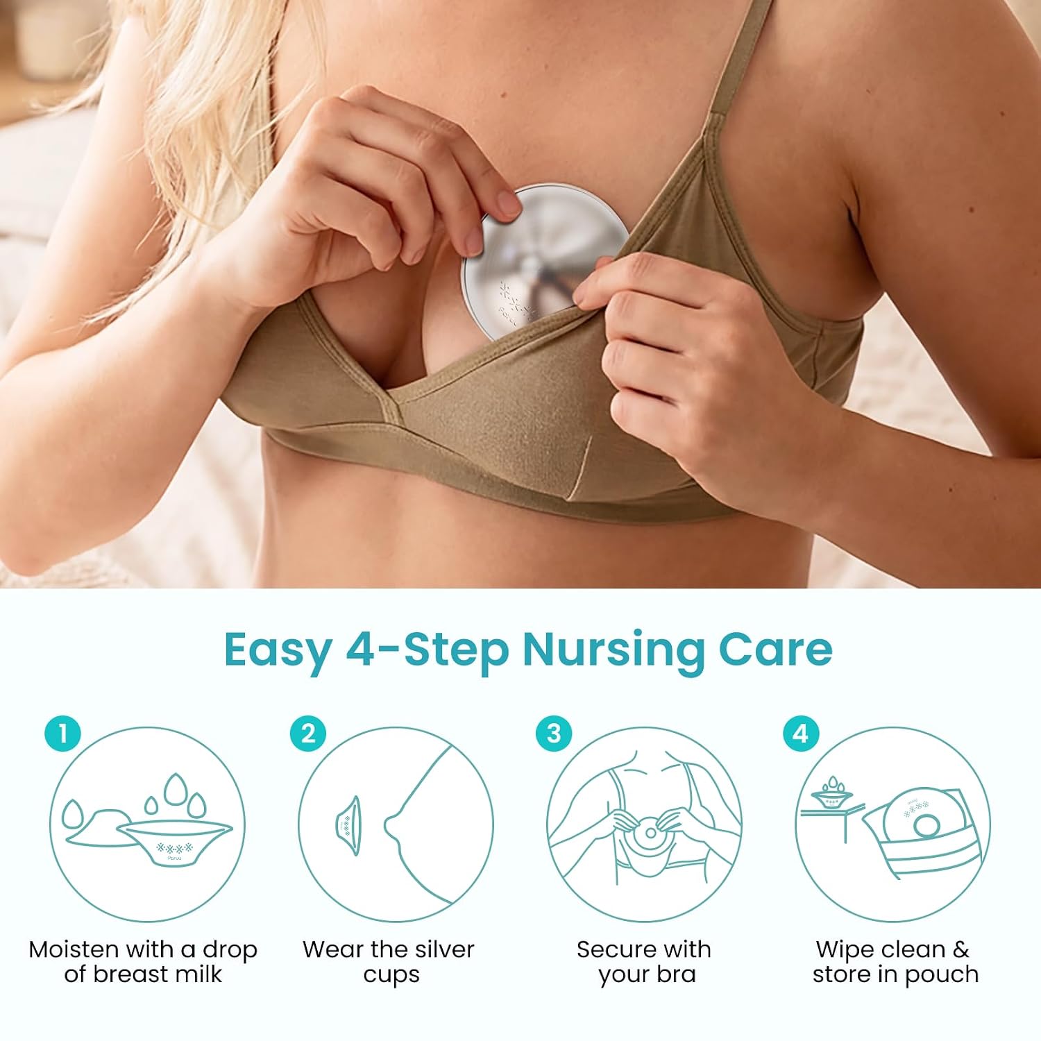 Thumbnail 5 de Paruu NS100 Silver Nursing Cups, 55mm Reusable Breastfeeding Nipple Covers