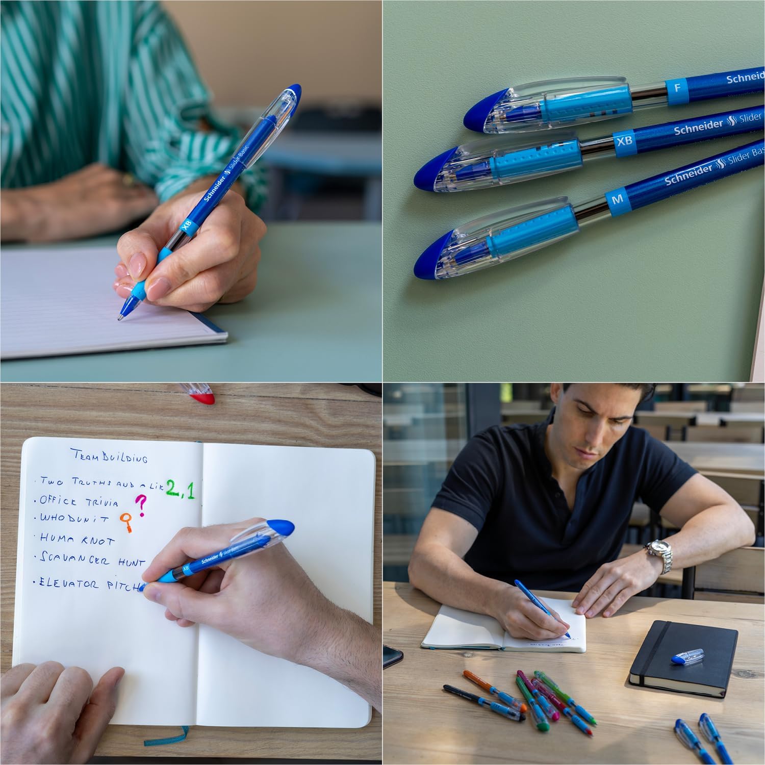 Thumbnail 2 de Schneider Slider Basic 151103 Kugelschreiber-Set (M, blau) – Viscoglide, Soft-Grip-Zone, 10er Pack