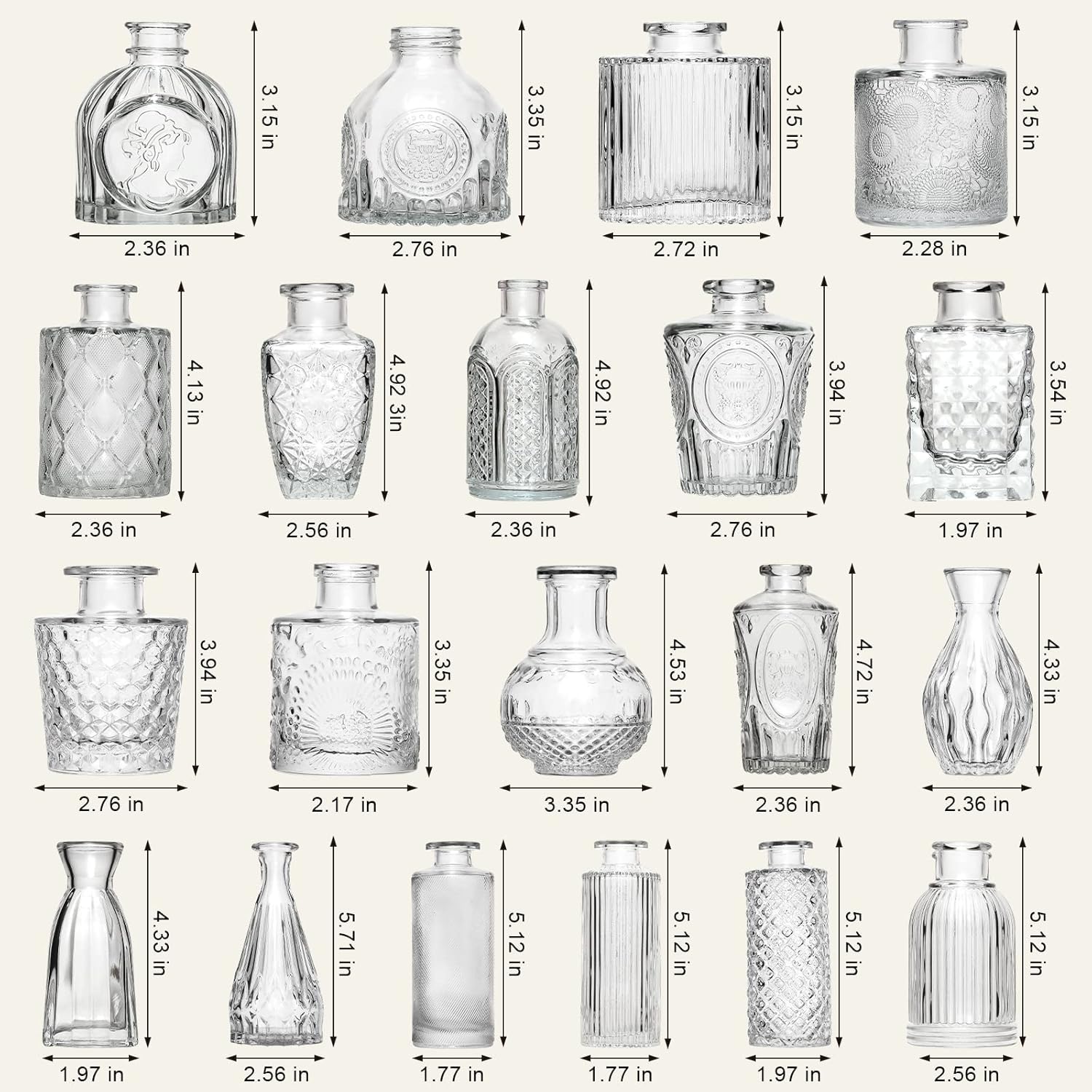 Thumbnail 2 de Arme Glass Bud Vase Set of 32 Pcs — Small Clear Bud Vases for Vintage Centerpieces