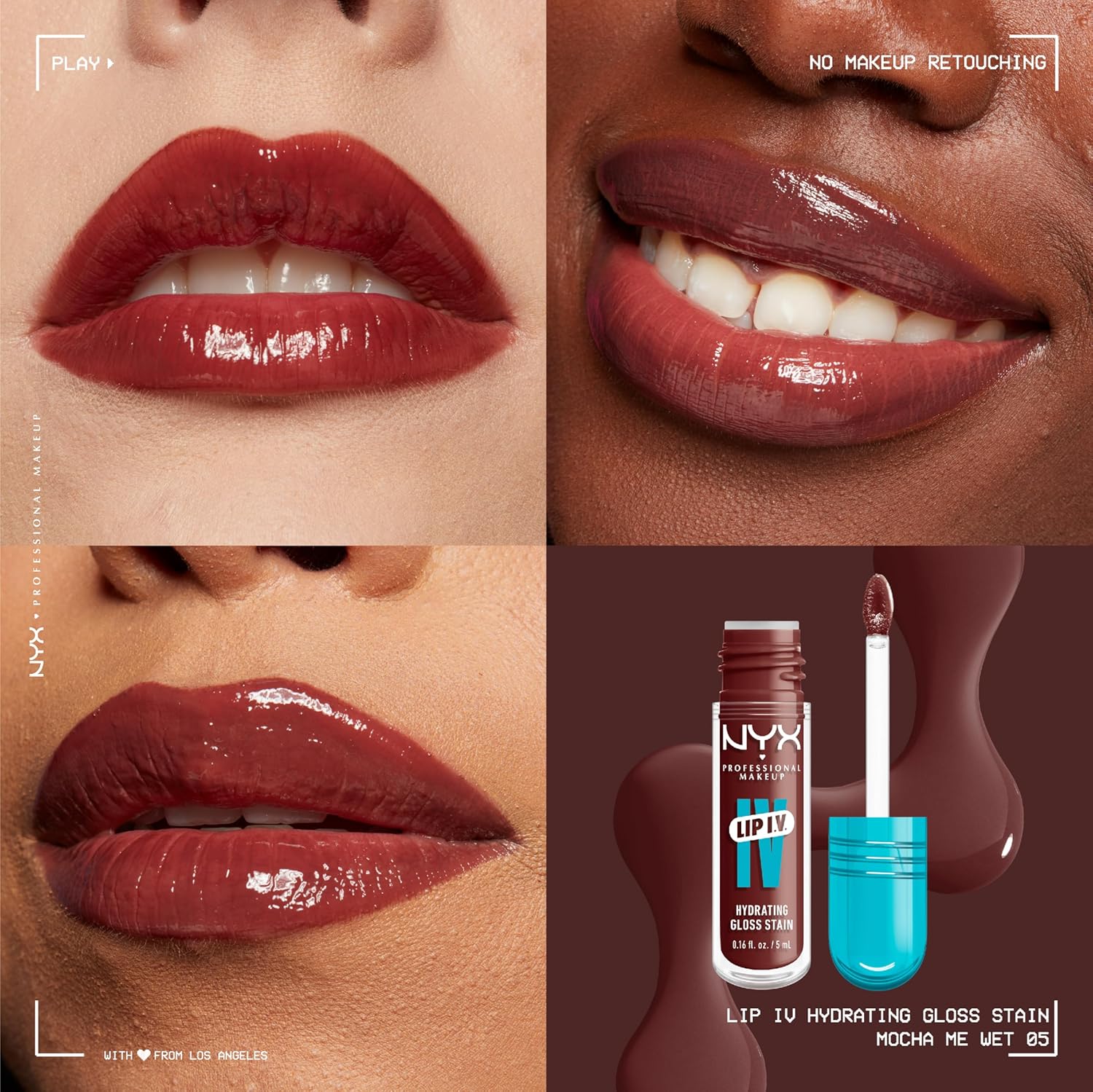 Detalle de NYX Professional Makeup Gloss e Tinta Labbra Idratante 2in1 05 Mocha Me Wet