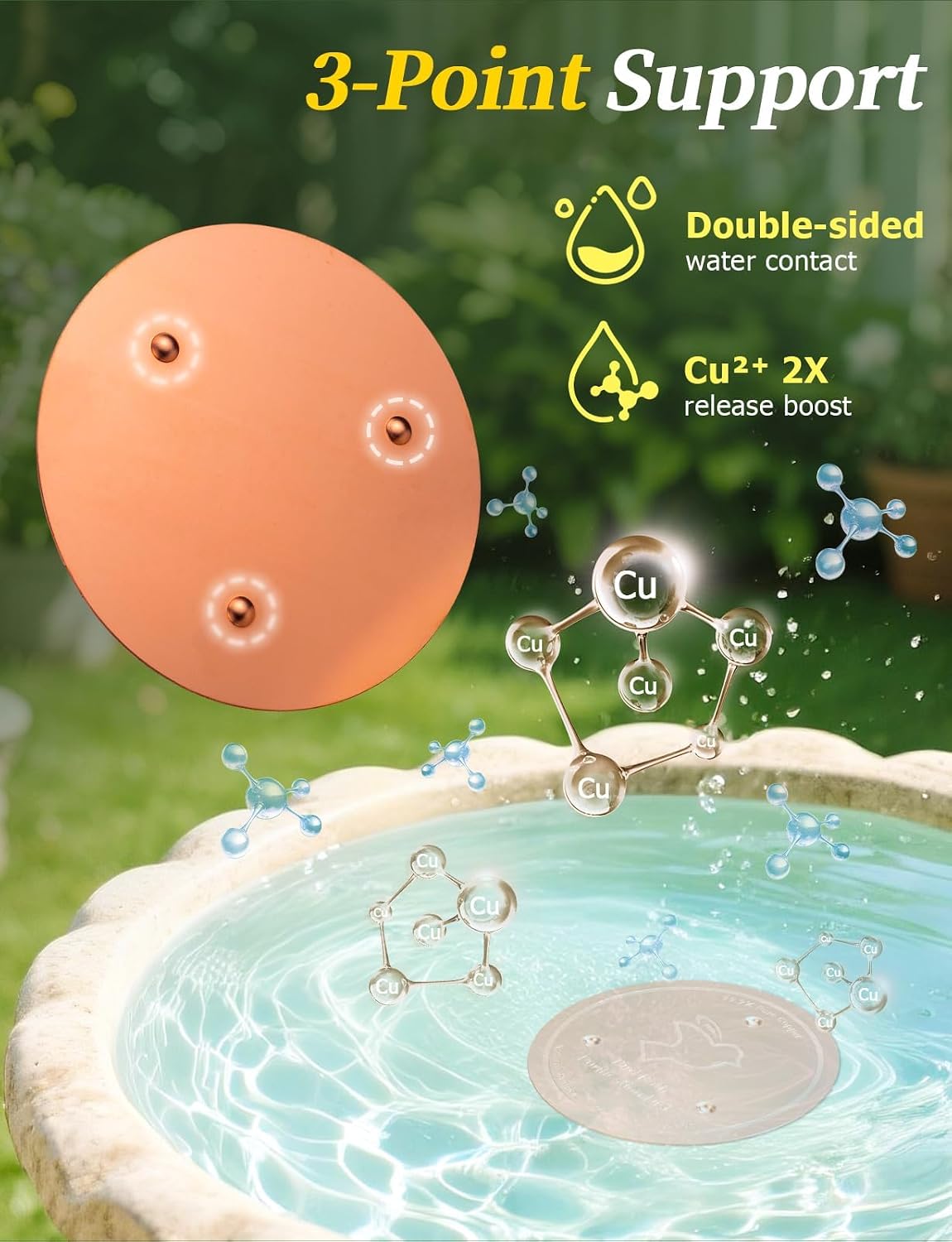 Detalle de Mellbree Pure Copper Plate for Outdoor Bird Bath Bowls and Fountains