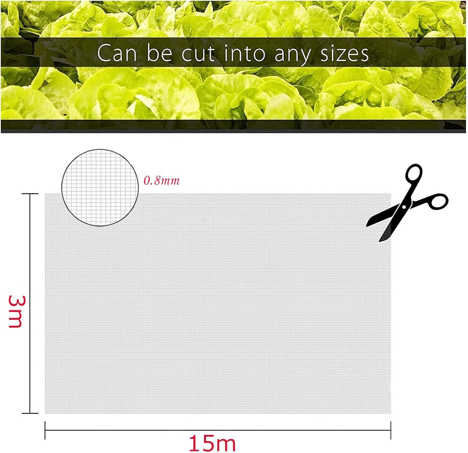 Thumbnail 6 de Insect Netting Mesh Garden Netting 0.8mm Fine Mesh, 3 x 15m