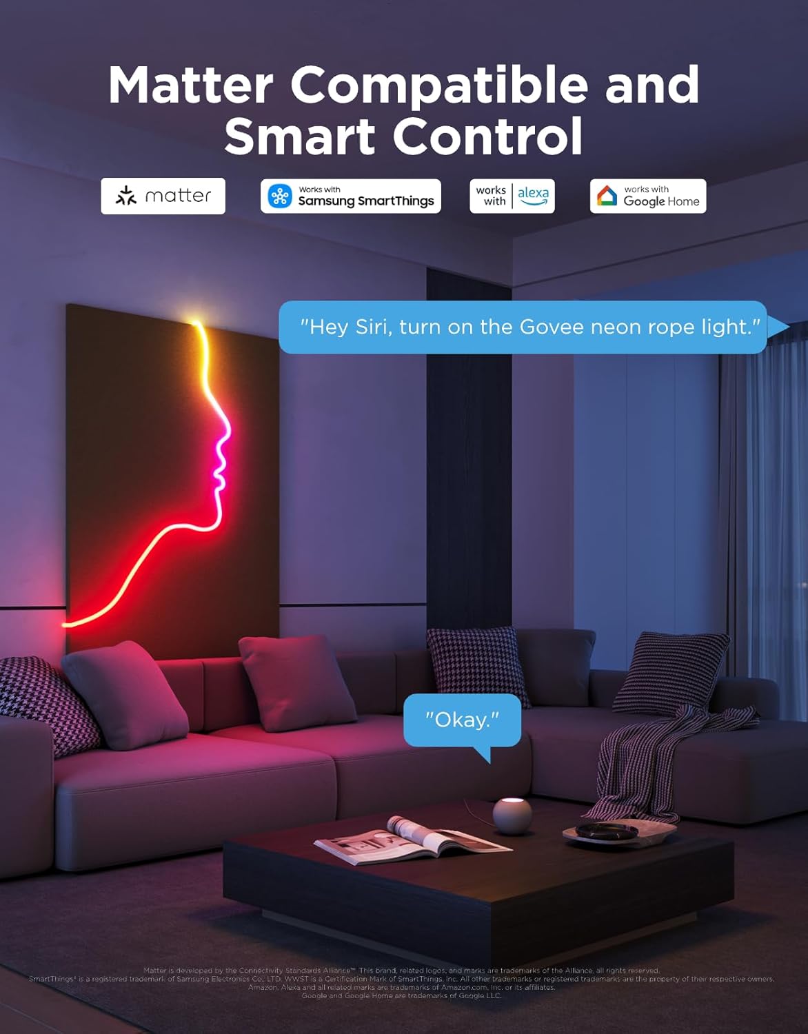 Thumbnail 3 de Govee RGBIC Neon Lights: Soft, flexible DIY Neon Rope Light with Matter, Alexa, and Google Assistant compatibility
