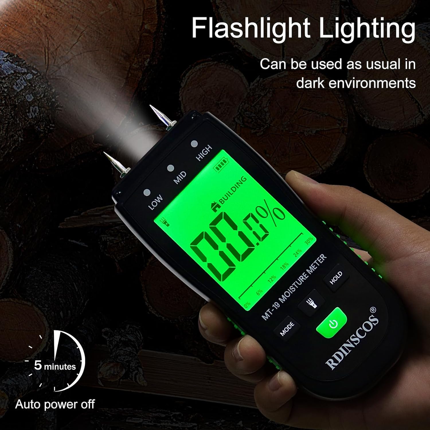 Thumbnail 3 de RDINSCOS Damp Meter Moisture Detector for Wood & Walls