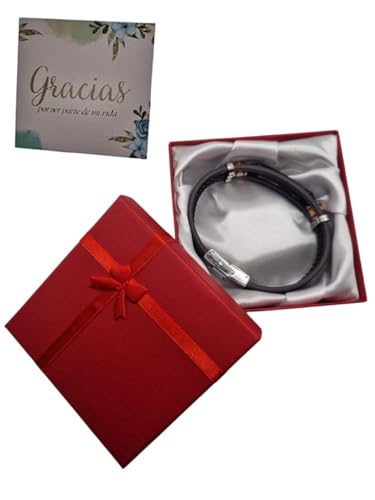 Detalle de HOGALTHY pulsera España para hombre de cuero y acero inoxidable (21 cm) con cierre de seguridad