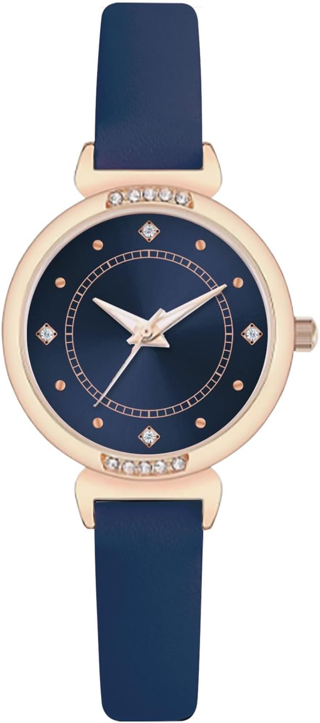 Detalle de NUOVO Women’s Leather Strap Watch with Blue Dial and Diamond Bezel
