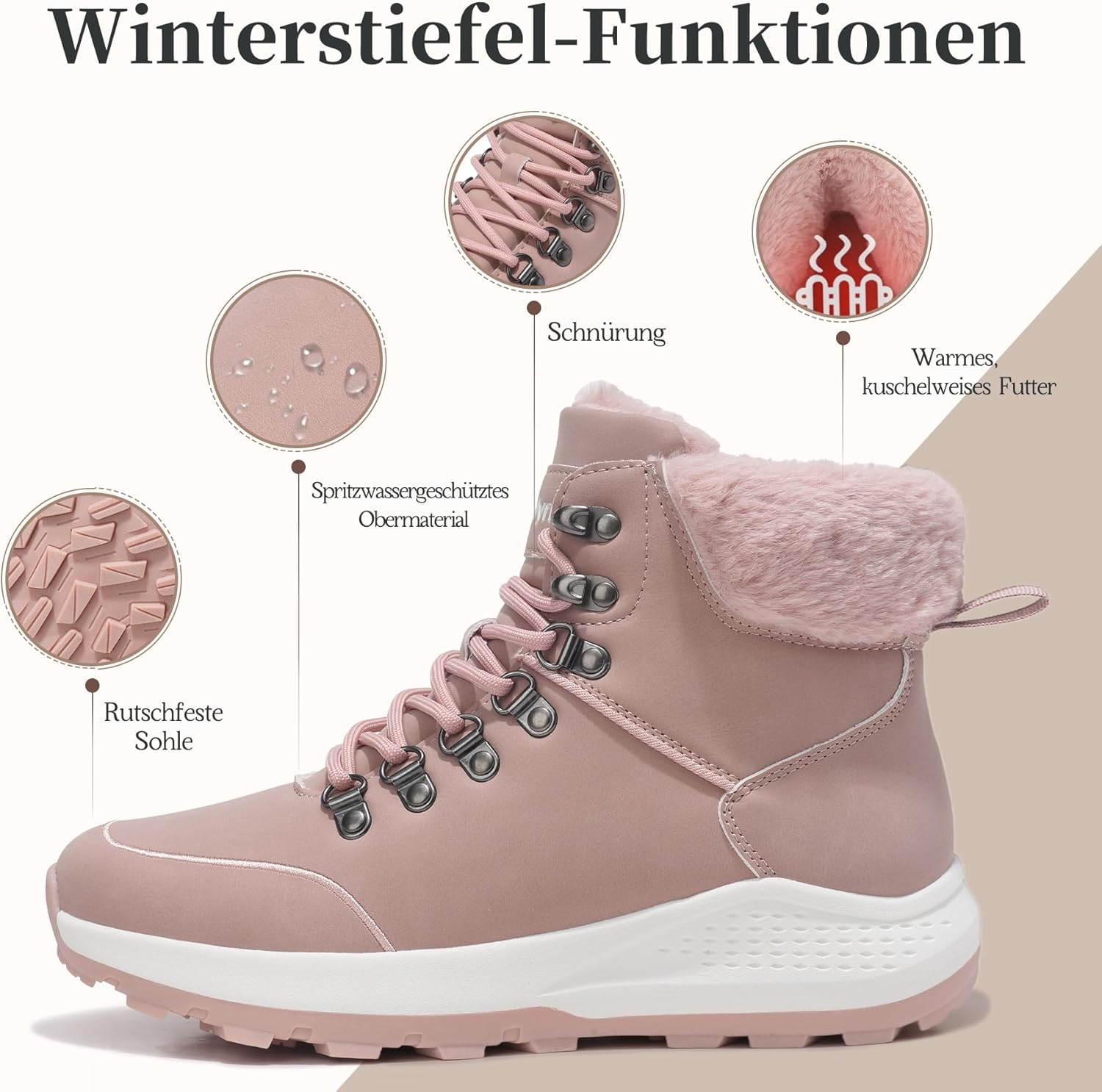 Thumbnail 3 de Cenlynn Damen Winterschuhe: Gefütterte Schnee-Wanderschuhe für Outdoor und Alltag