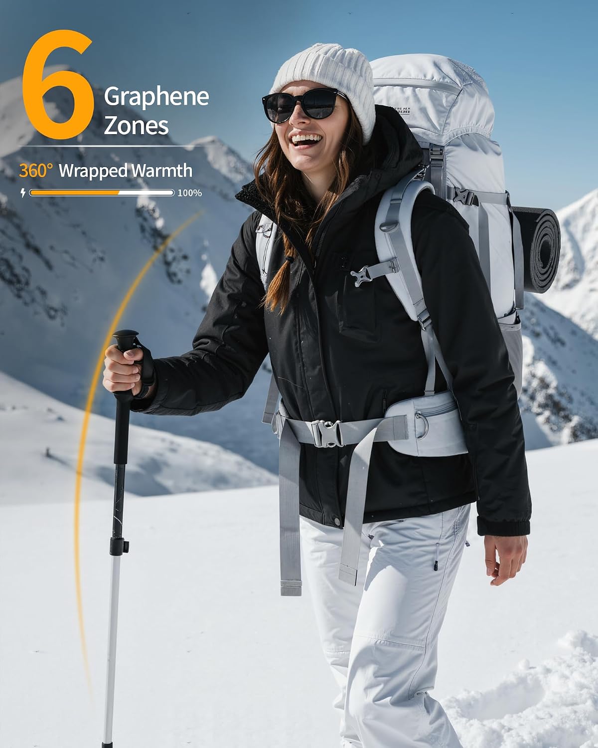 Detalle 1 de Wulcea Graphene Heated Jacket for Women, Fur-Lined with Adjustable Heat
