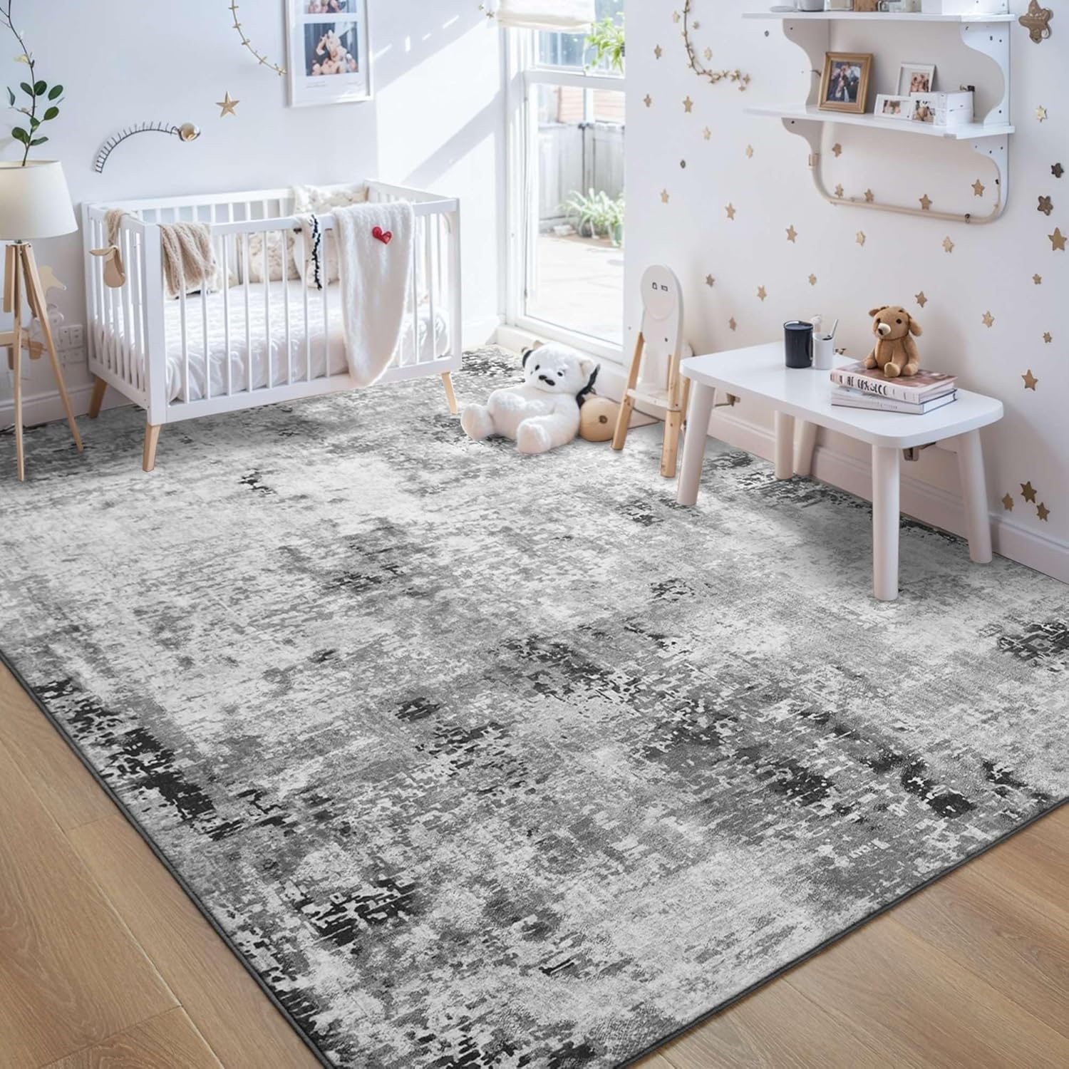 Detalle de Living Room Rug 6x9 Gray Area Rug — Machine Washable