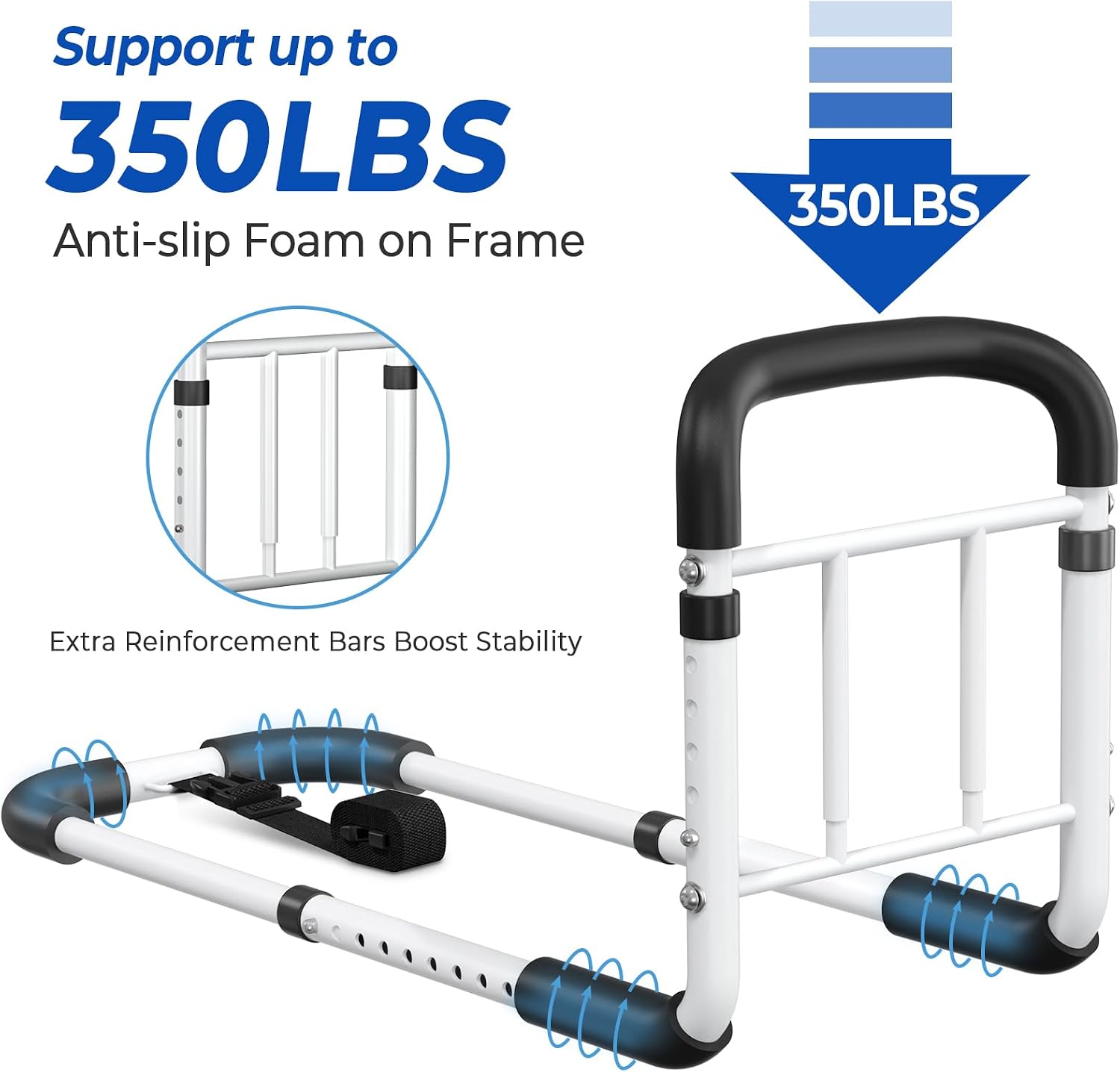 Detalle de BigDolphin BS06 Bed Rail for Seniors, 350 lb Capacity, Adjustable Fit