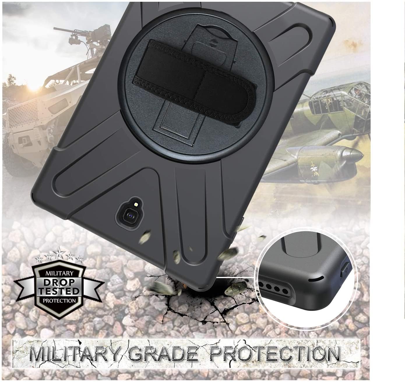 Thumbnail 2 de Gerutek Heavy-Duty Rugged Case with 360° Stand and Strap for Samsung Galaxy Tab S4 10.5 (SM-T830/T835/T837), Black