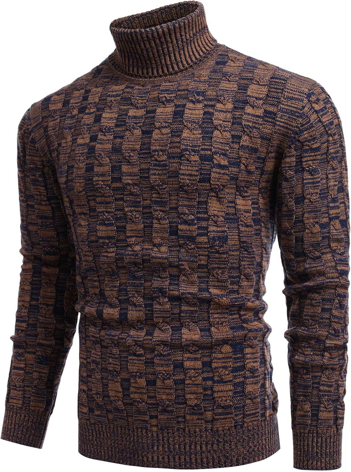 Detalle de COOFANDY Pull homme col roulé à manches longues en maille – pull basique