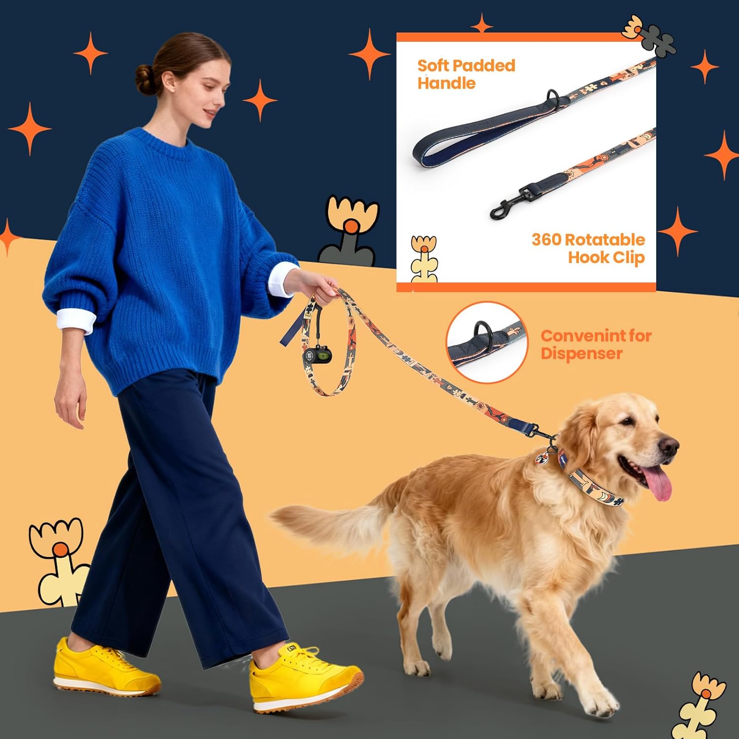 Thumbnail 3 de PawView Dog Collar and Leash Set with QR Code Tag (Adjustable Polyester Collar and Padded Neoprene Lead)