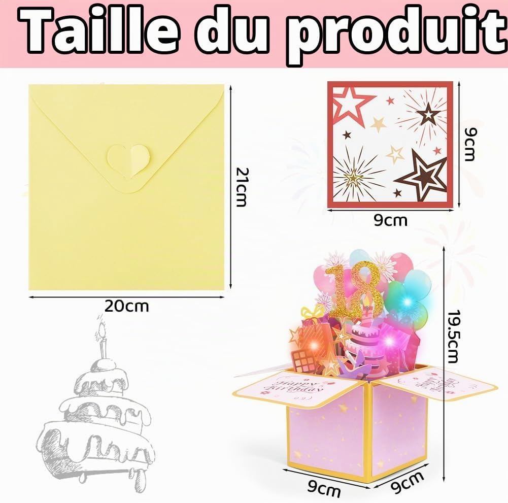 Detalle 2 de OFFCUP 3D-pop-upverjaardagskaart met licht en muziek in roségoud