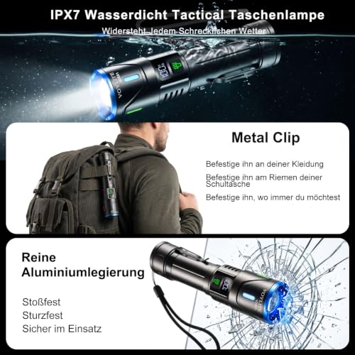 Thumbnail 6 de Voylite Lot de 2 Lampe Torche LED Rechargeable — 1 000 000 LM, portée 1500 m
