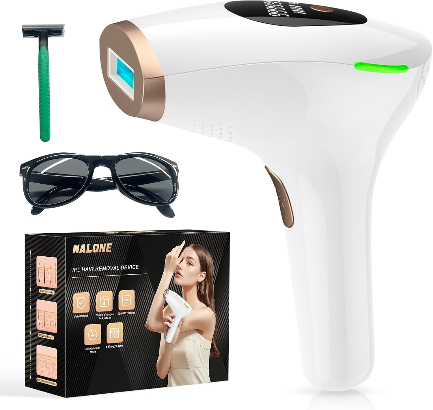 Detalle de IPL Hair Removal Device with 1200nm Range, 999,999 Flashes, and Dual Modes