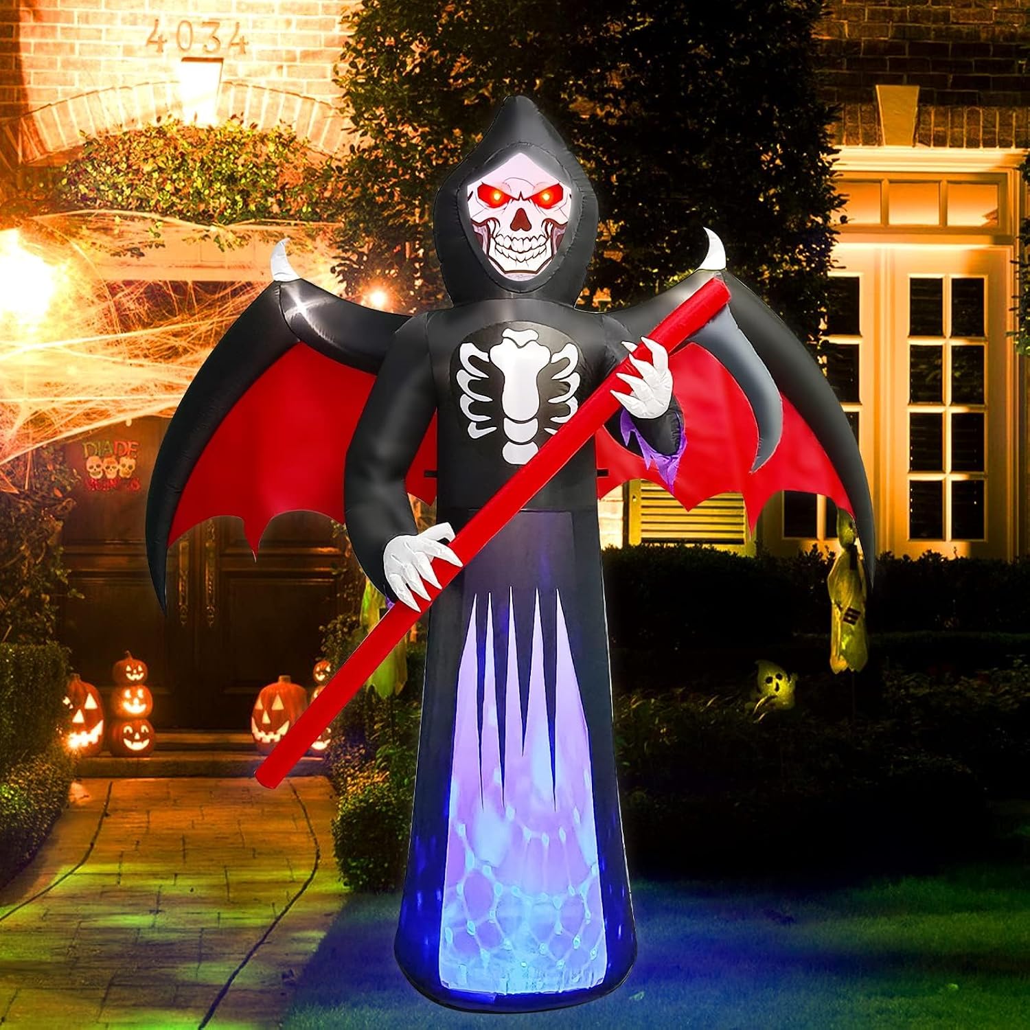 Detalle 2 de Kalolary Inflatable 8.3FT Halloween Grim Reaper with Rotating LED Lights