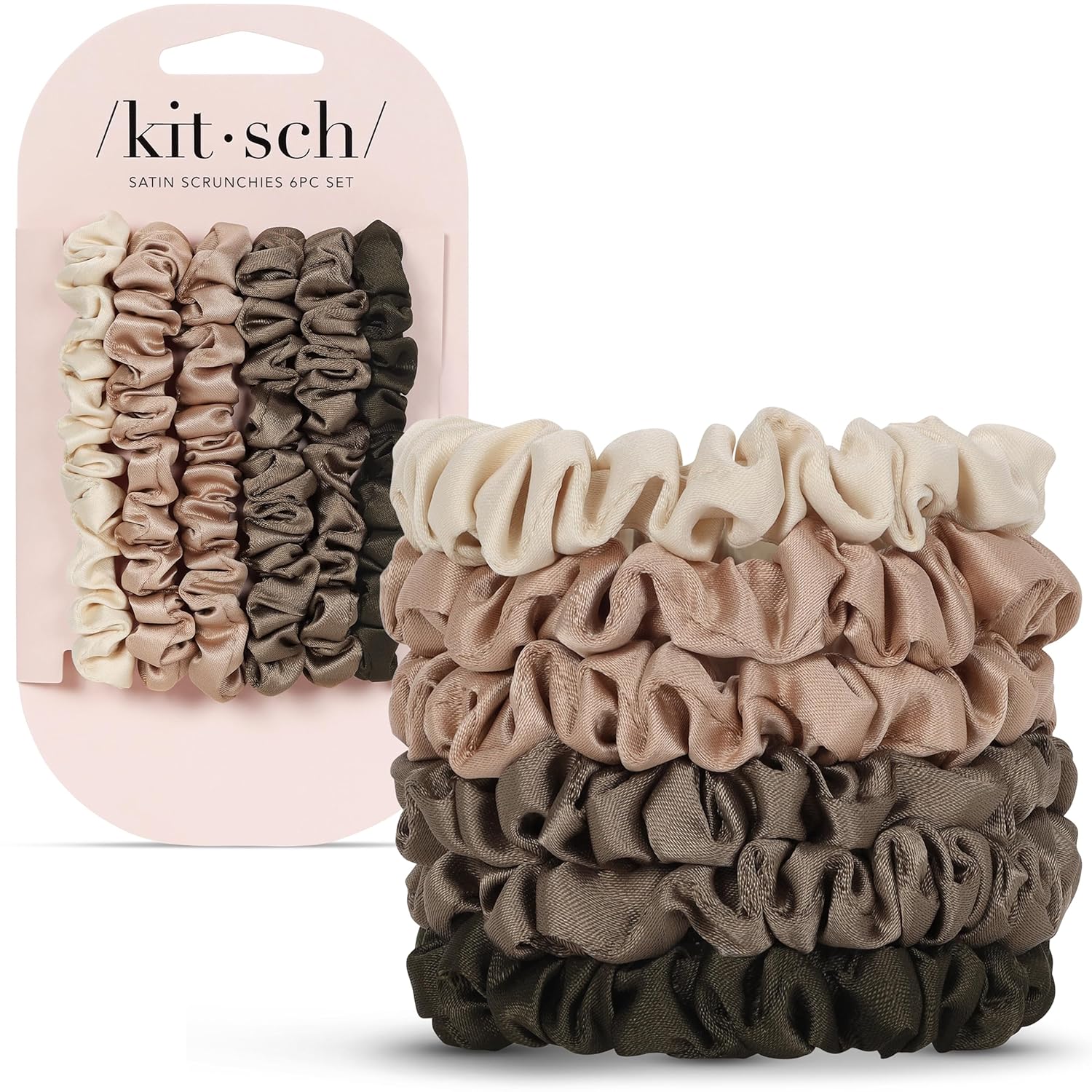 Detalle de Kitsch Ultra-Petite Satin Scrunchies 6 pcs 🎀