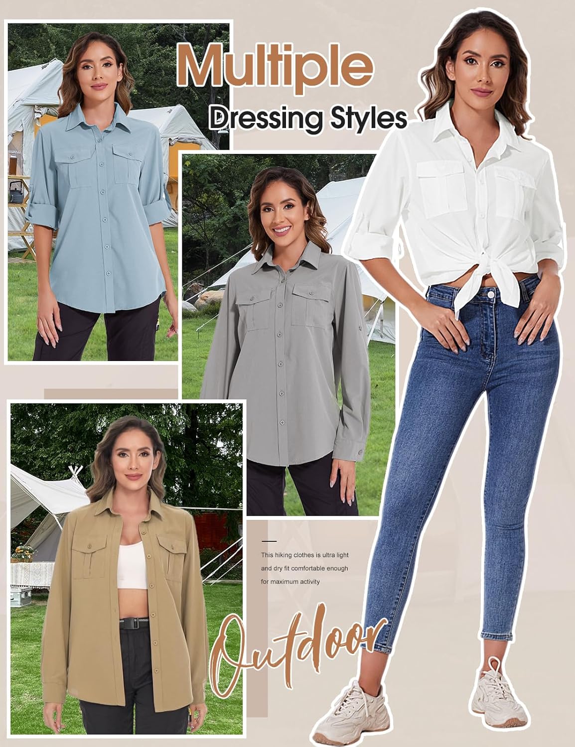 Thumbnail 1 de Tuopuda Camicia Donna Estiva UPF 50+ – Camicetta protezione solare con maniche lunghe, traspirante per attività all’aperto