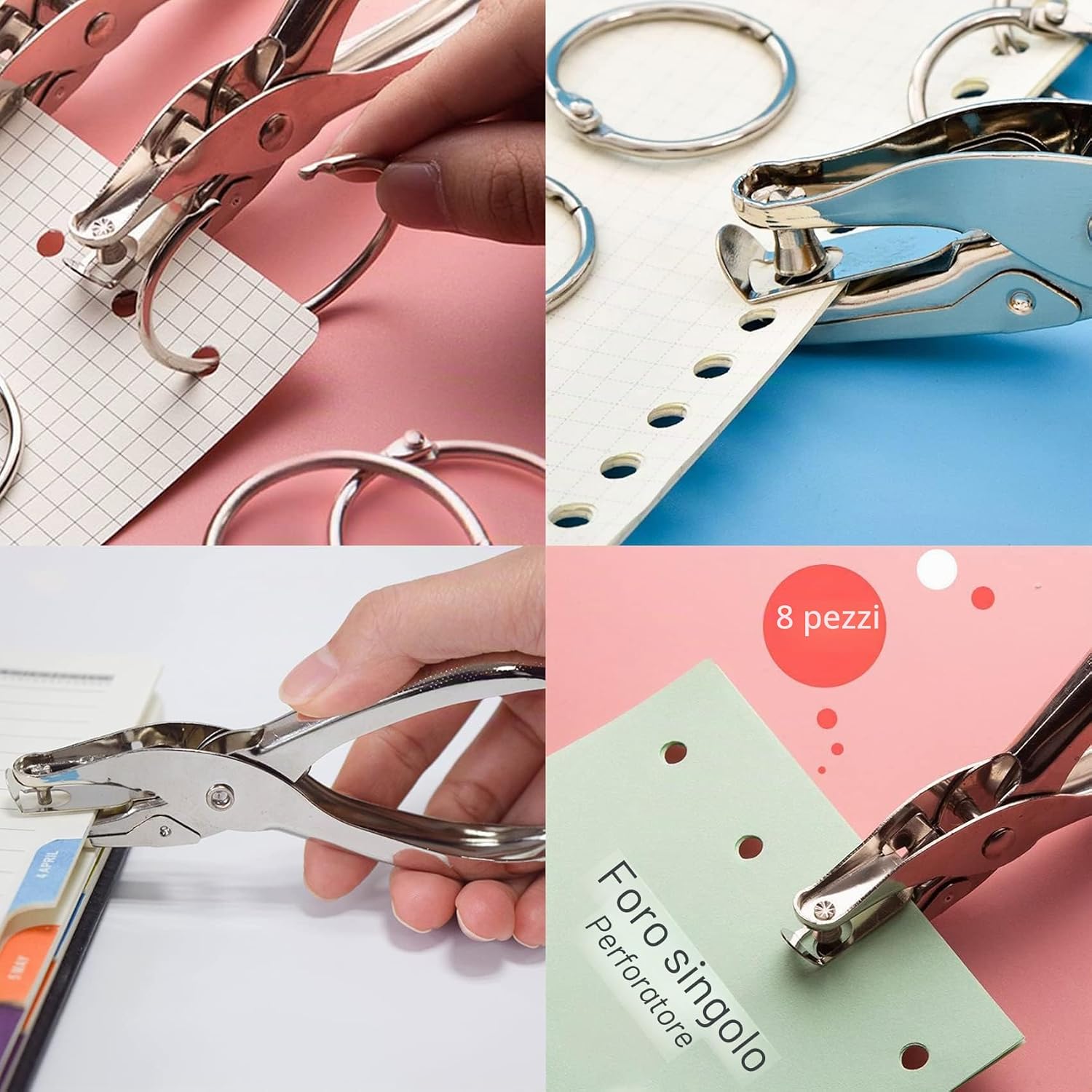 Detalle de IKadiya Perforatore a Foro Singolo con Tenaglia e Punzonatore 6 mm – Strumento maneggevole per scrapbooking e fai-da-te