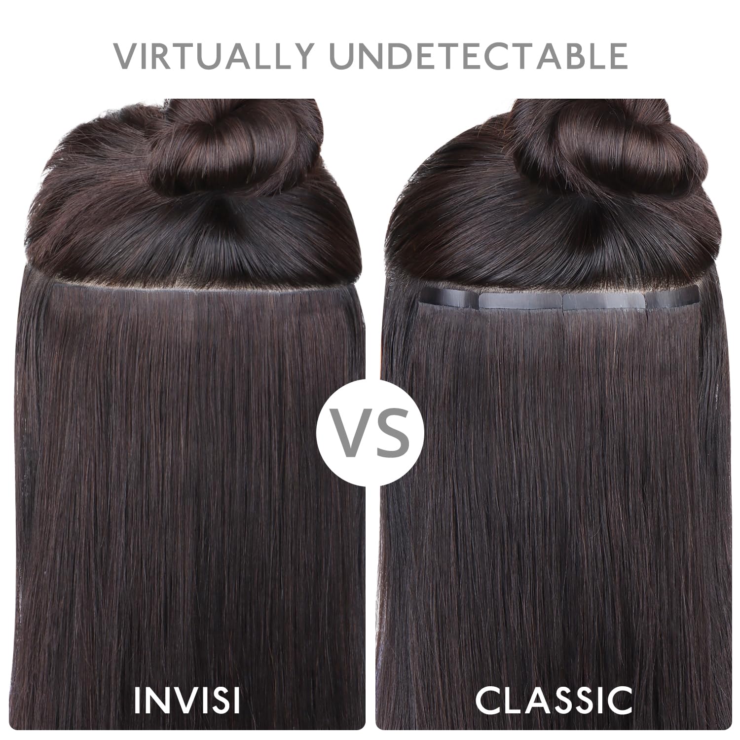Detalle de WENNALIFE Invisi Edge Tape-in Hair Extensions – 18 Inch, Jet Black, 50g, 20pcs
