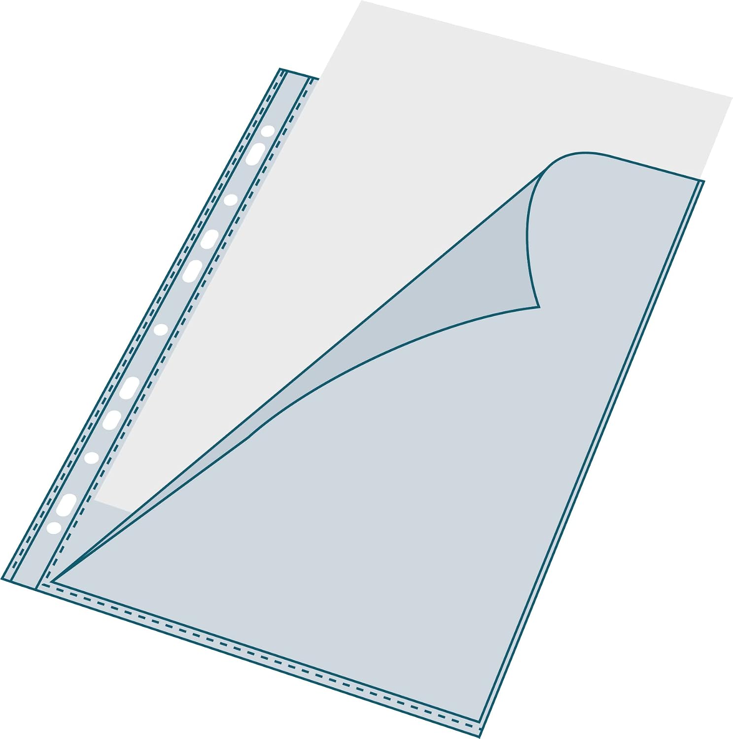Detalle de Exacompta 5800E – Boîte de 100 pochettes perforées en Polypropylène, A4, 2 ouvertures