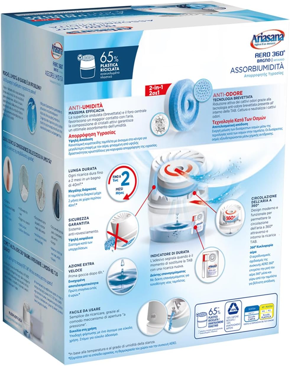 Thumbnail 1 de Ariasana Aero 360° Bagno Kit Assorbiumidità: deumidificatore non elettrico compatto per ambienti fino a 55 m³