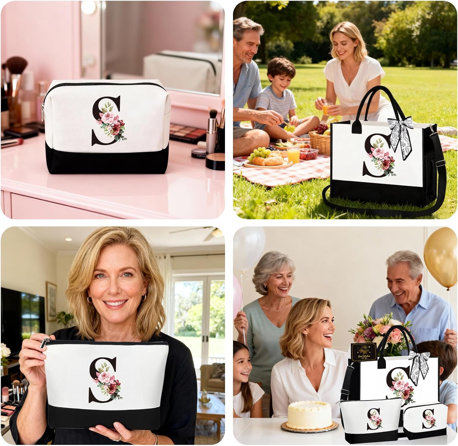 Thumbnail 1 de Birthday Gifts for Women: Initial Canvas Tote Bag & Makeup Bag (S)