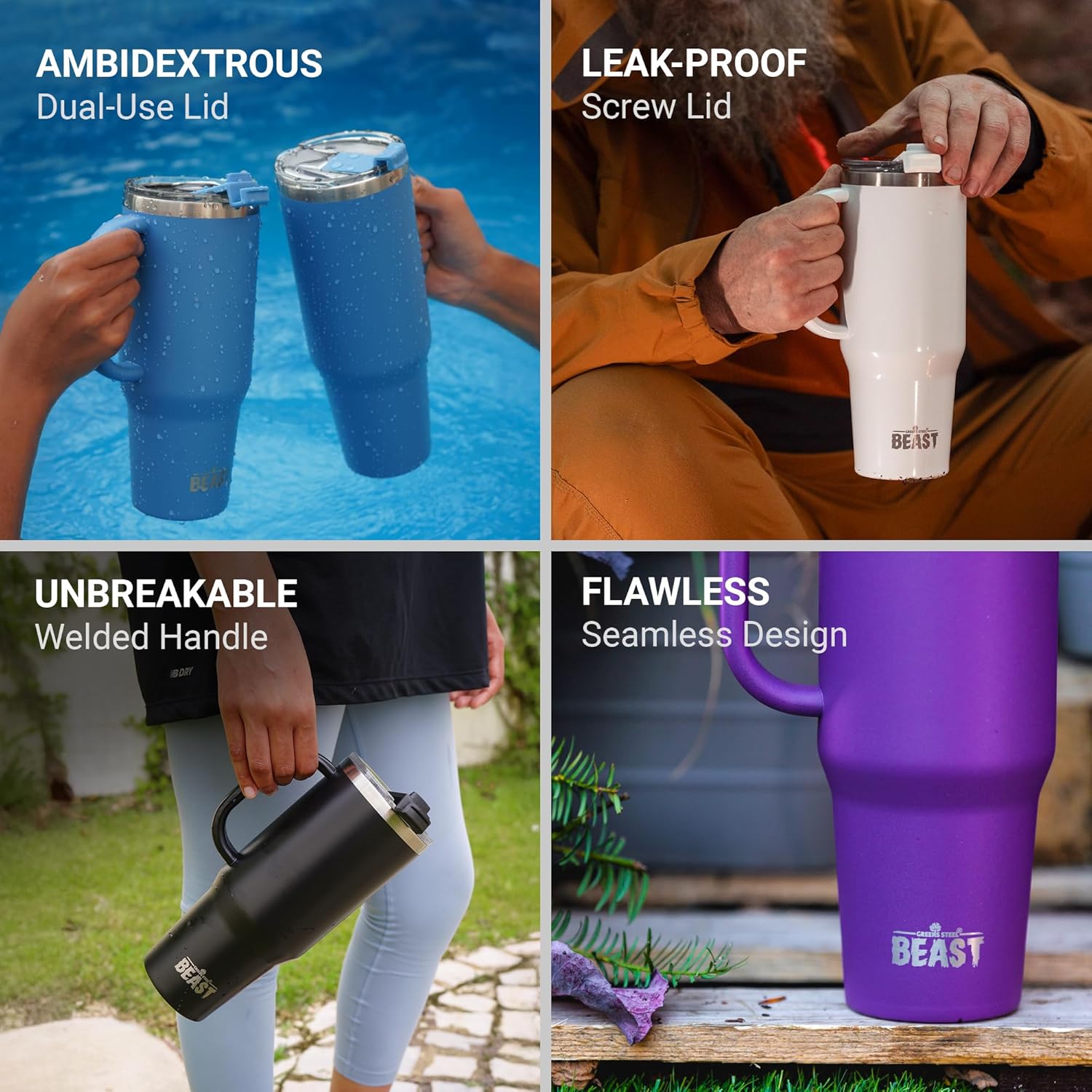 Thumbnail 1 de Beast 50 oz Tumbler with Handle (Deep Purple) — Stainless Steel Vacuum Insulated Travel Cup with Lid