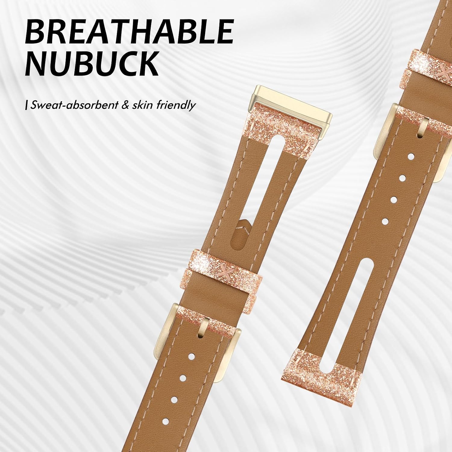 Detalle 2 de Tuocal Genuine Leather Strap for Fitbit Versa 4 slim