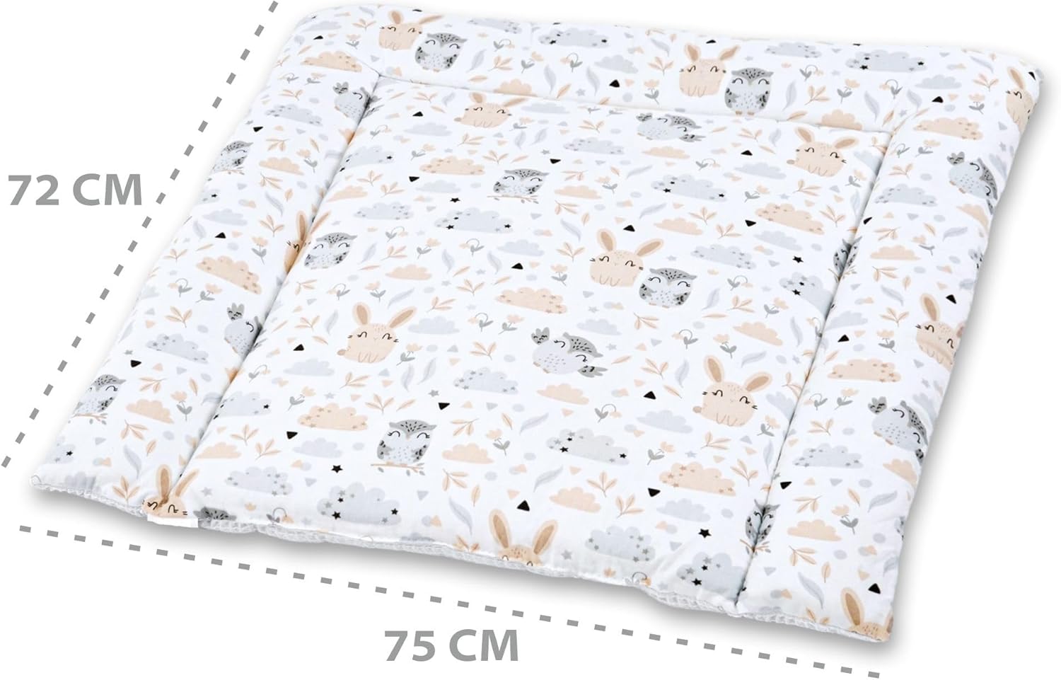 Detalle de Materassino fasciatoio 75x72 cm in cotone lavabile con design Gufi – comodo e versatile per casa e viaggio