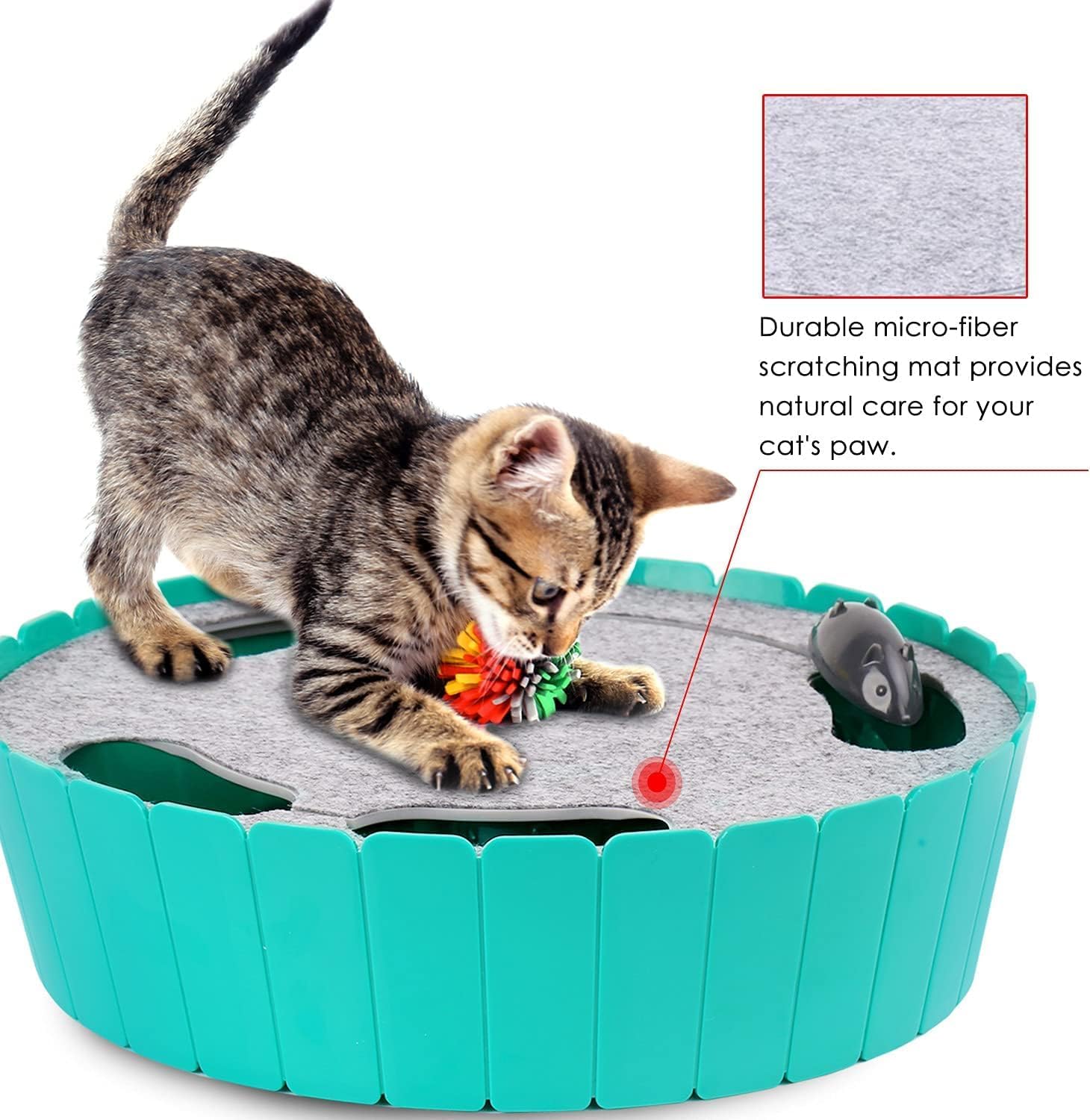 Detalle 2 de Pawaboo Interactive Cat Toy With Running Mouse (Lake Blue) – Indoor Teaser for Curious Cats