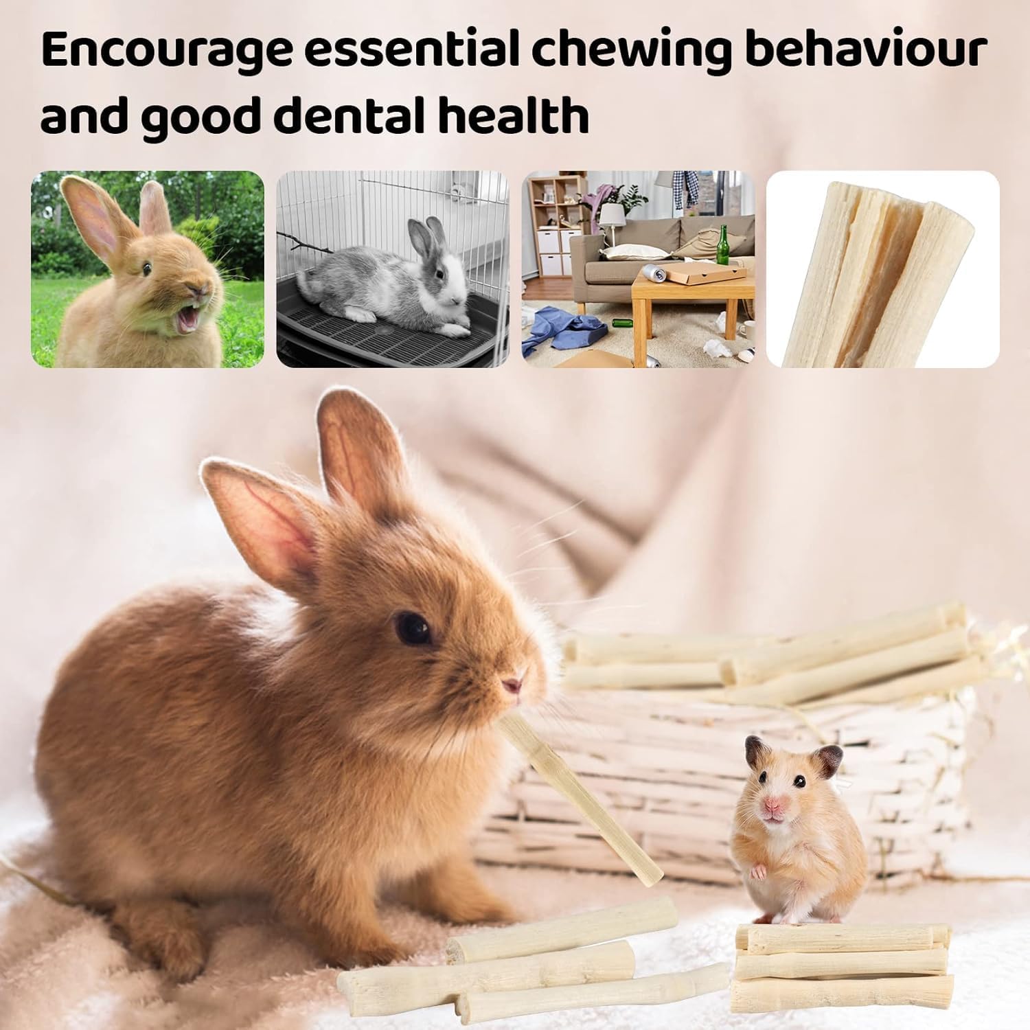 Detalle de Didabotak Bunny Chew Toys: Natural Seagrass Hanging Basket for Small Pets