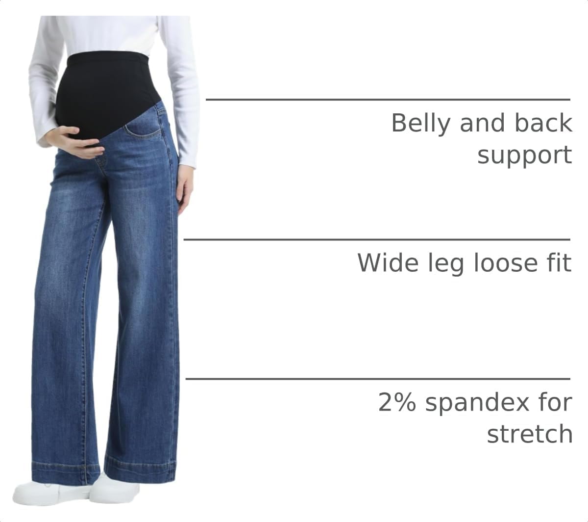 Thumbnail 3 de CFRTMTBB Maternity Wide-Leg Jeans with Over-the-Belly Support