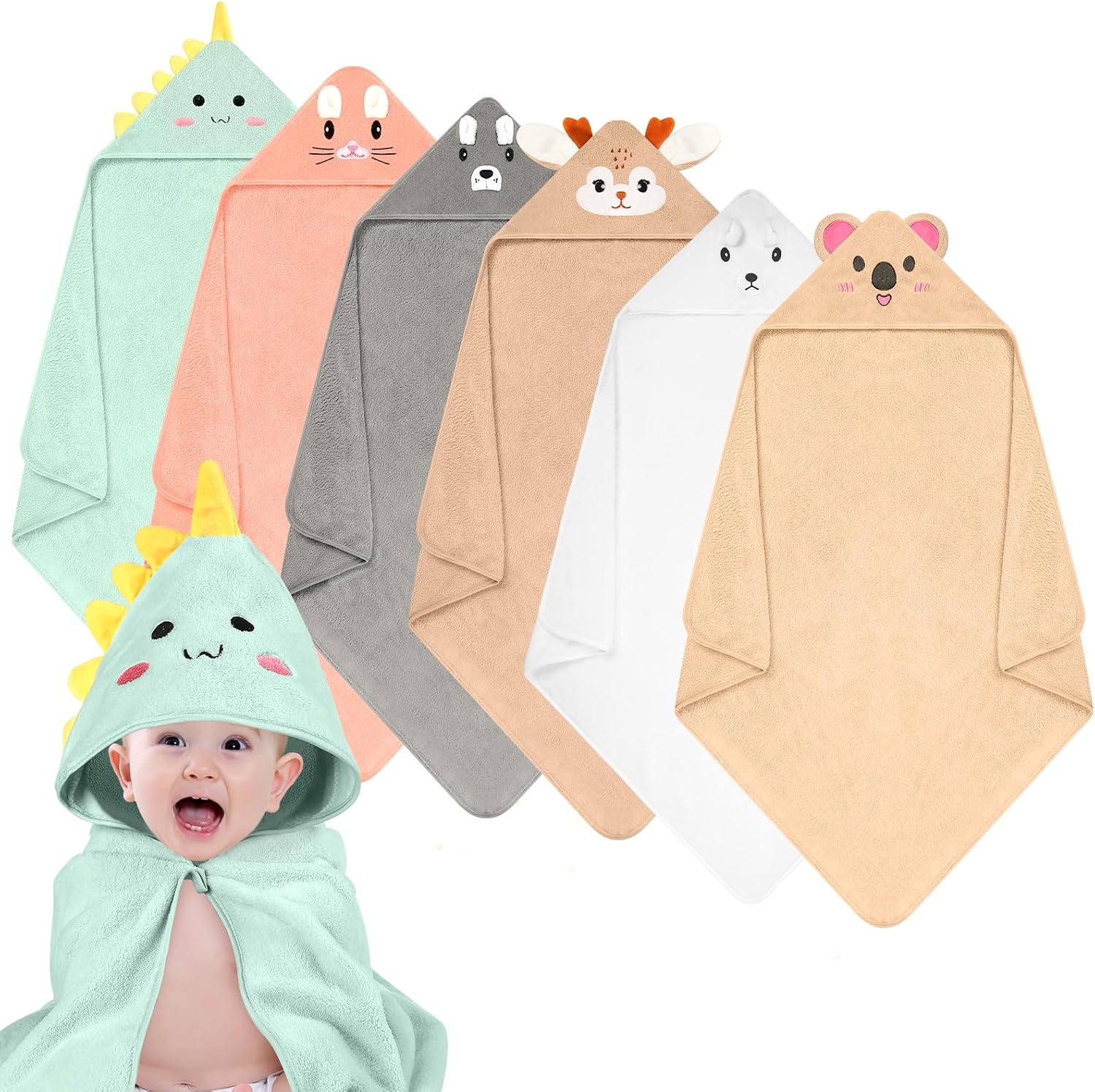 Detalle de VZZNN Hooded Baby Towels, 6-Pack