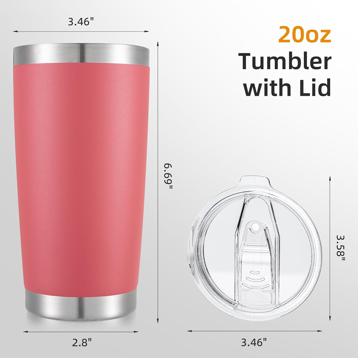 Thumbnail 4 de HZJSTSWQ 20 oz Tumbler Bulk Stainless Steel Insulated Cups (Tropical Pink, 12 Pack) with Leak-Resistant Lid