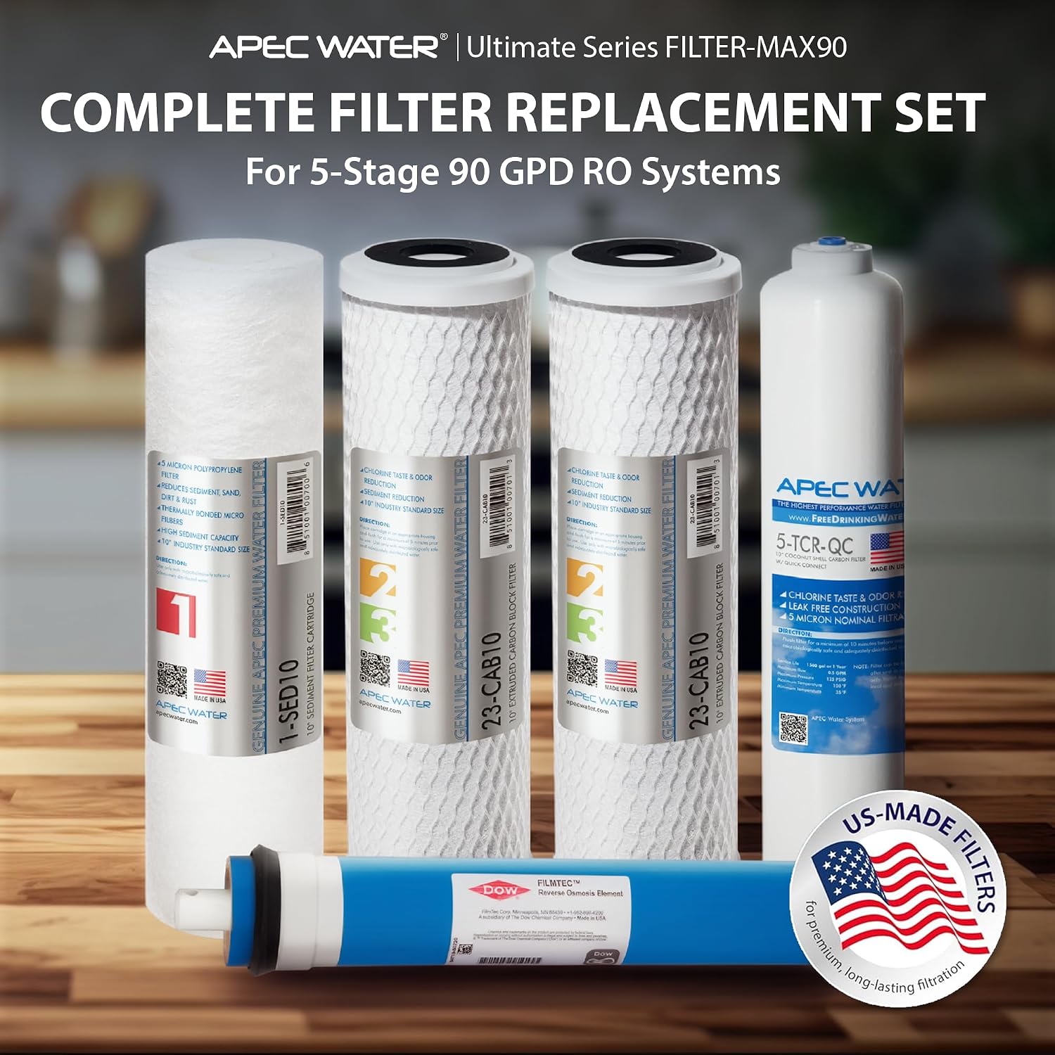 Thumbnail 1 de APEC FILTER-MAX90 US Made 90 GPD Complete Replacement Filter Set for Ultimate Series Reverse Osmosis