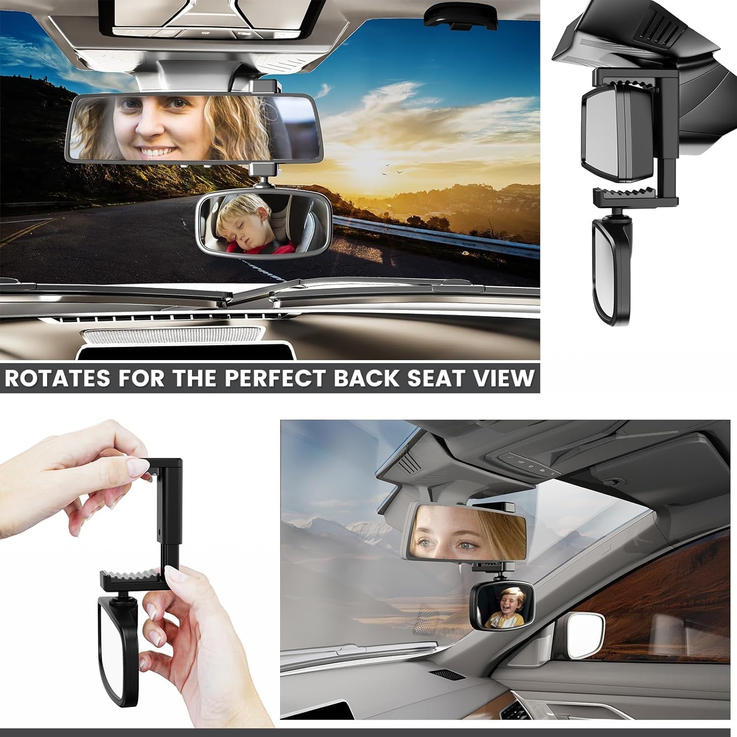 Thumbnail 5 de Retroviseur Bébé 360° – Miroir de voiture en verre avec pince à ressort, noir