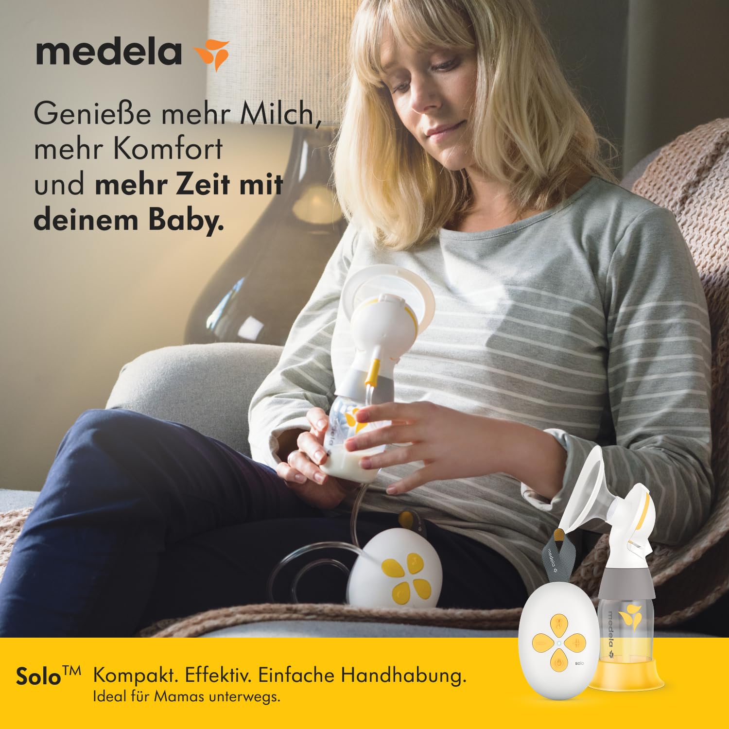 Detalle de Medela Solo Elektrische Einseitige Milchpumpe – leiser Betrieb, USB-Aufladung & PersonalFit Flex