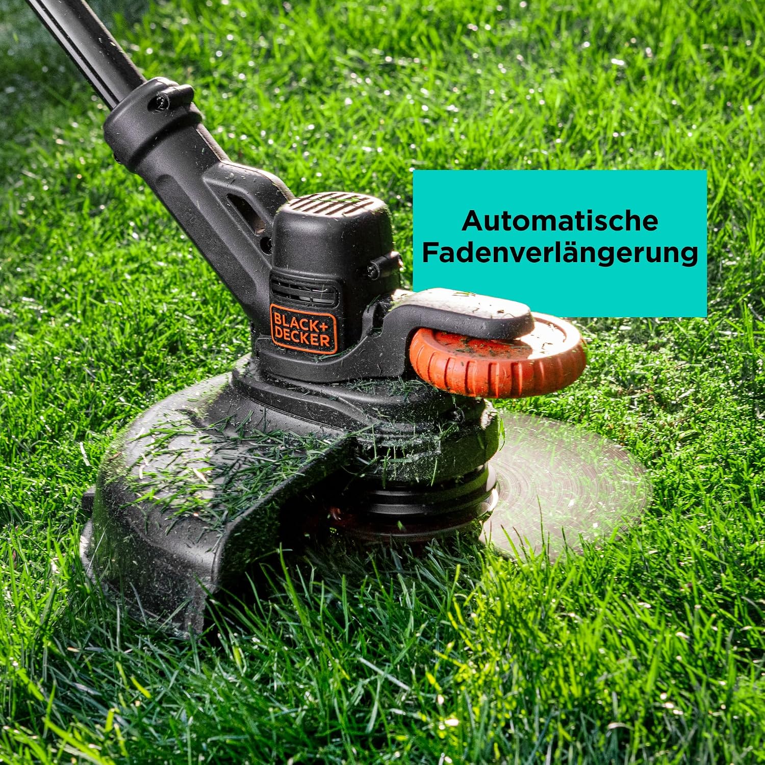 Detalle de BLACK+DECKER 18V Akku-Rasentrimmer BCST918B – 28 cm Schnittbreite, AFS Reflex Fadenverlängerung, verstellbarer Zweithandgriff