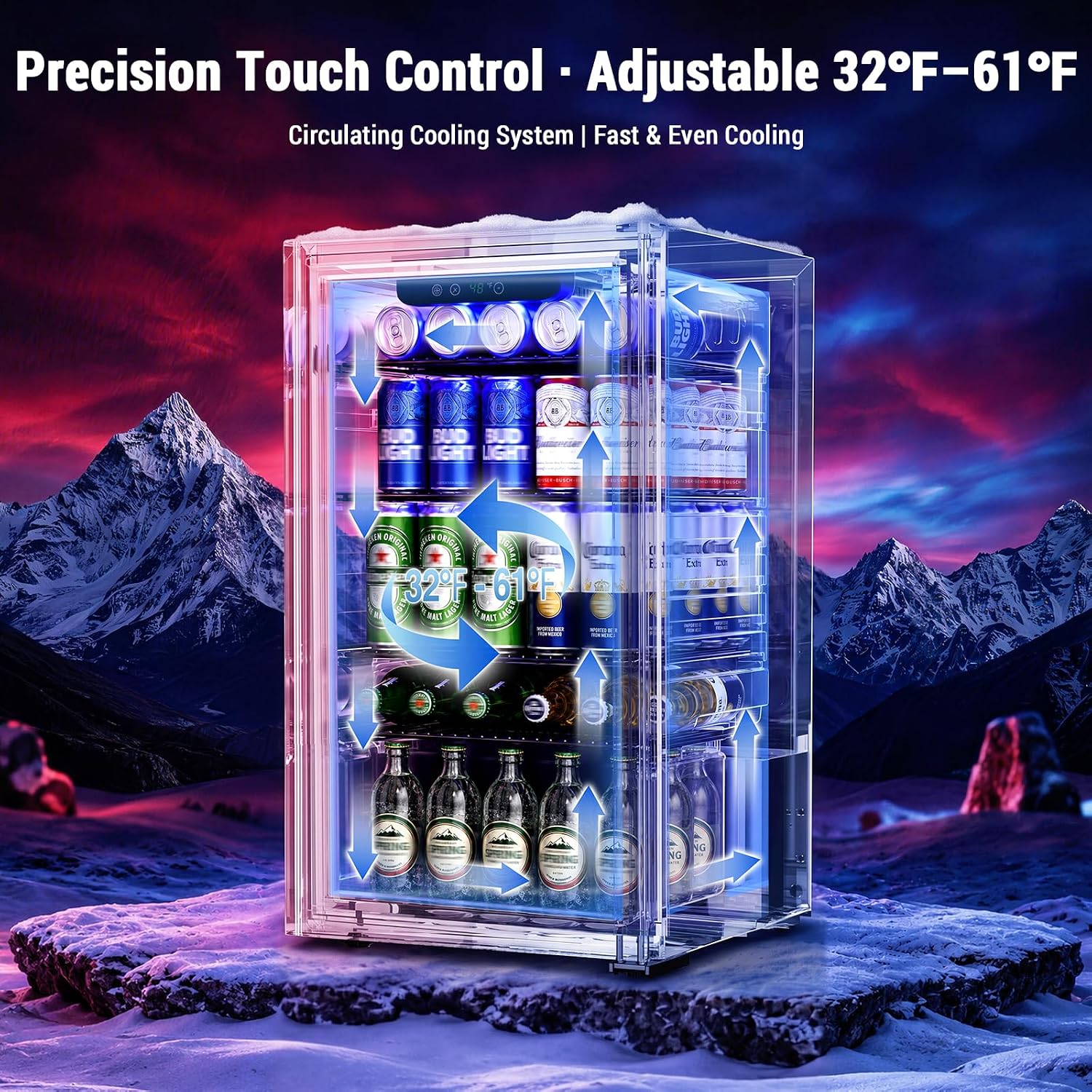 Thumbnail 5 de Antarctic Star JC-90VEL-F Gaming Beverage Refrigerator, 3.2 Cu. Ft. with RGB Lighting