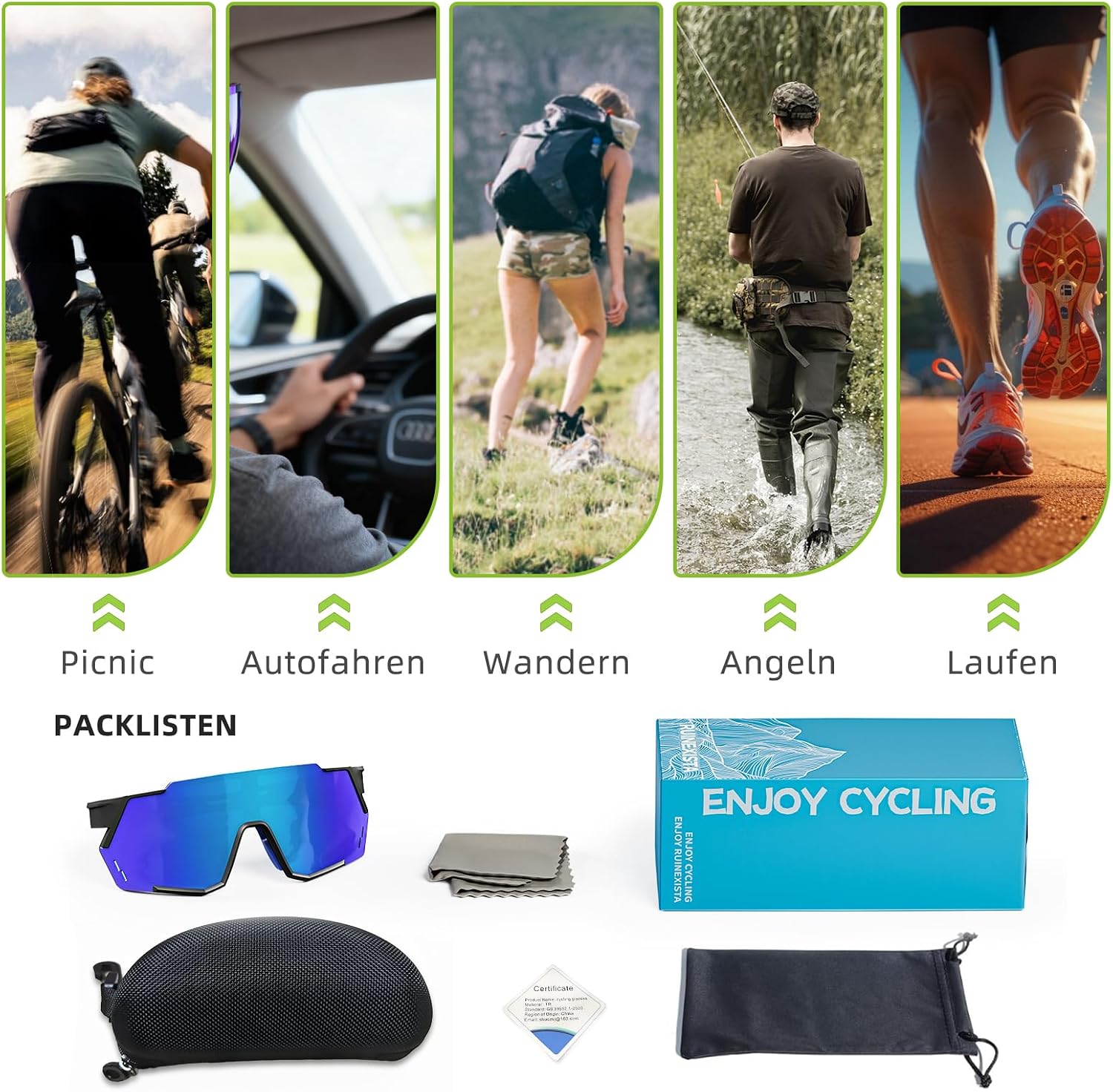 Thumbnail 4 de Sportsonnenbrille Polarisierte Fahrradbrille – Ultraleicht, UV400-Schutz, verstellbare Nasenpads