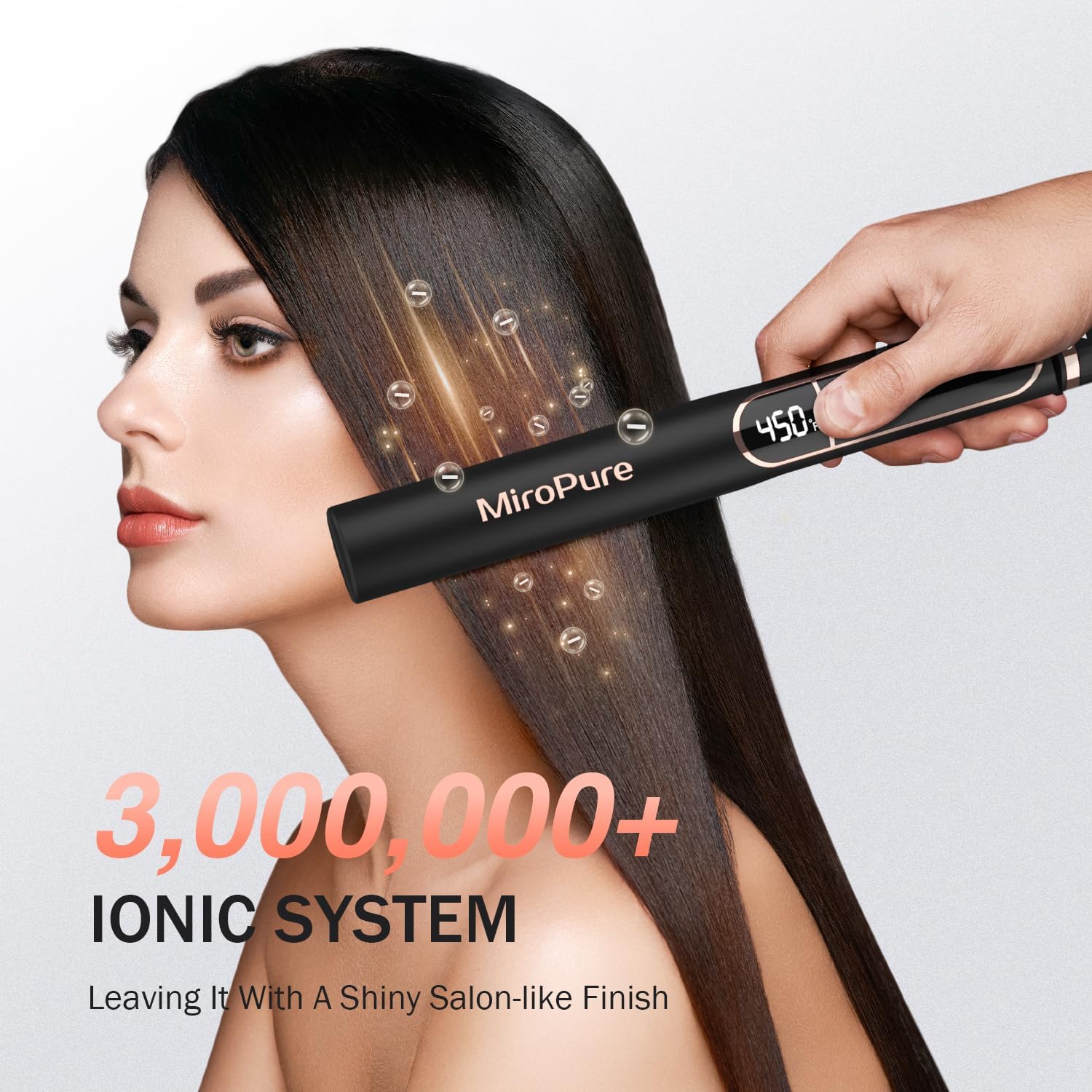 Detalle de MiroPure Flat Iron Hair Straightener: 1-Inch Titanium Plates, 15-Second Heat-Up, Auto Shut-Off, and Dual Voltage
